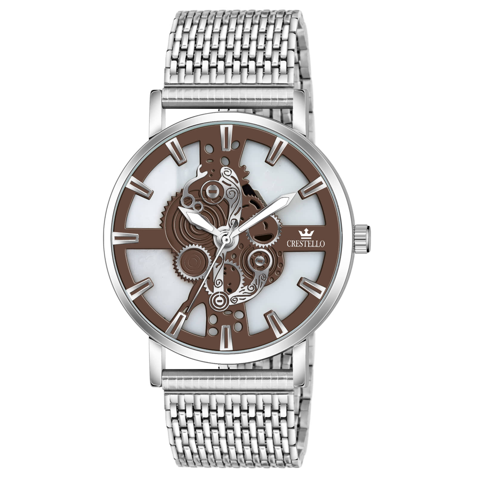 Crestello Silver Metal Analog Men's Watch