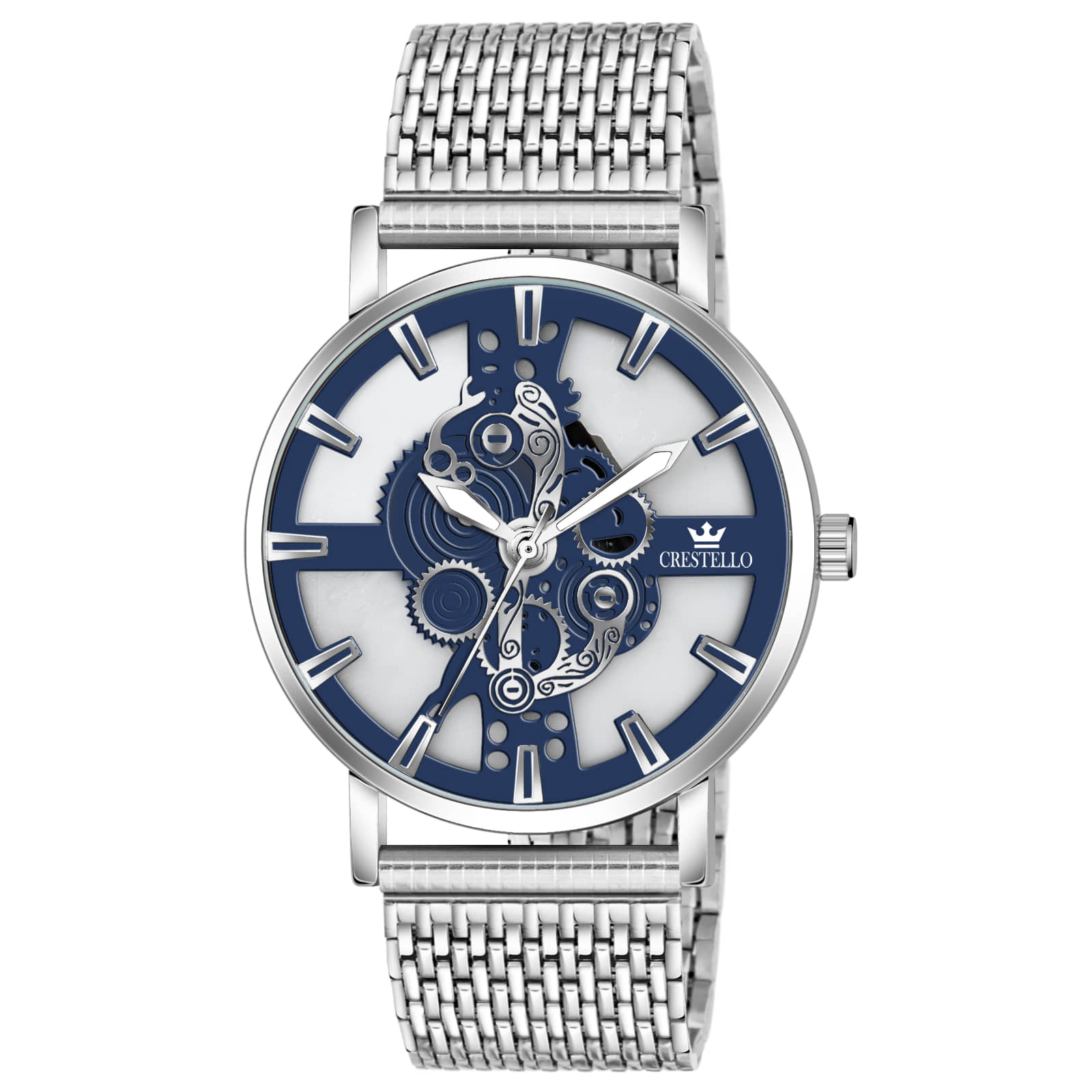 Crestello Silver Metal Analog Men's Watch