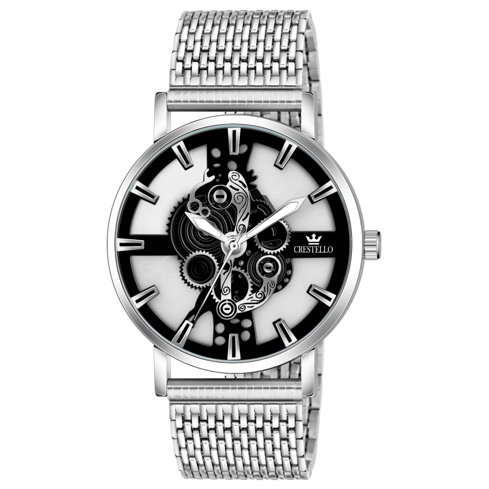 Crestello Silver Metal Analog Men's Watch