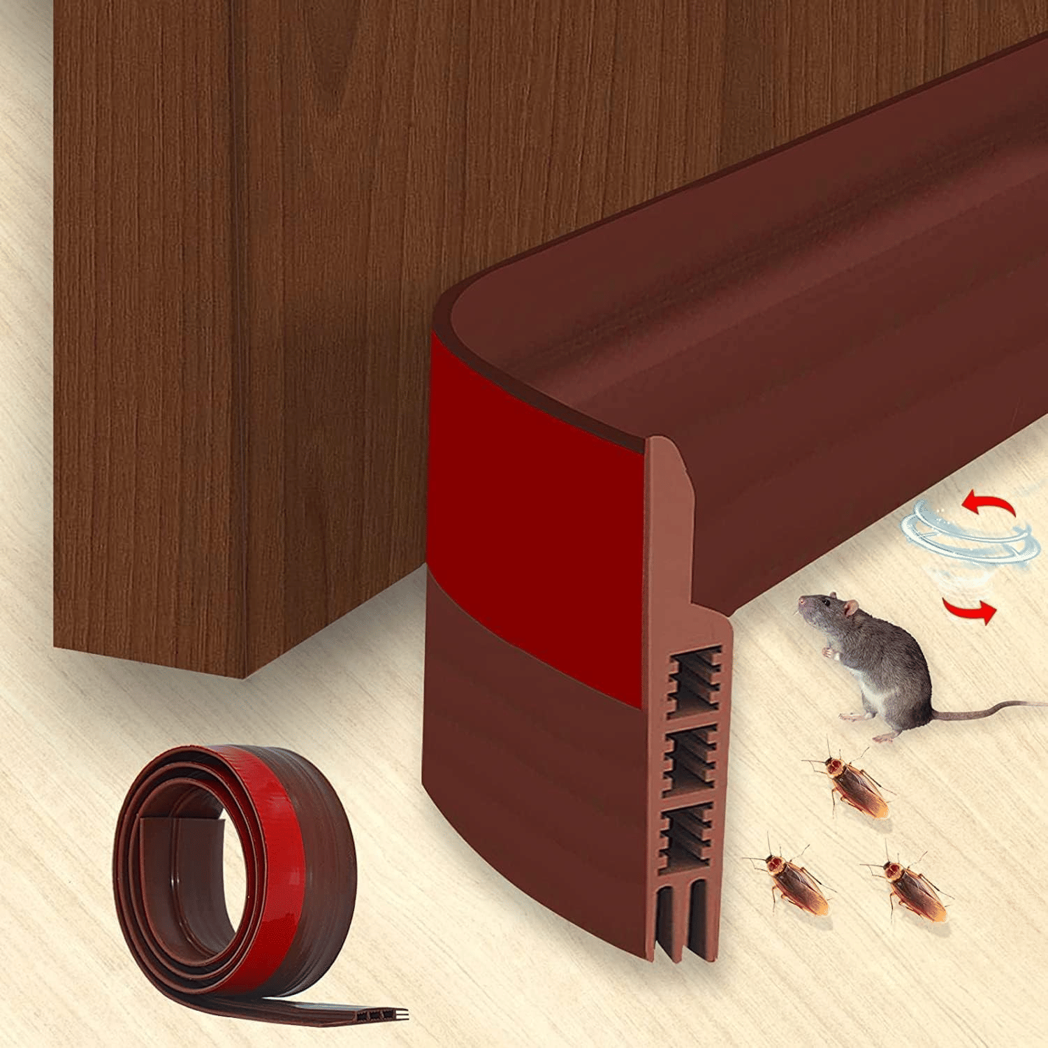 Door Draft Stopper | Silicon Door Bottom Sealing Strip | Self Adhesive Door Gap Filler Rubber | Door Bottom Sealing Strip Guard | Protector from Cockroach, Bugs, Air&Dust 1M (Brown) Door Draft Stopper | Silicon Door Bottom Sealing Strip | Self Adhesive Door Gap Filler Rubber | Door Bottom Sealing Strip Guard | Protector from Cockroach, Bugs, Air&Dust 1M (Brown)