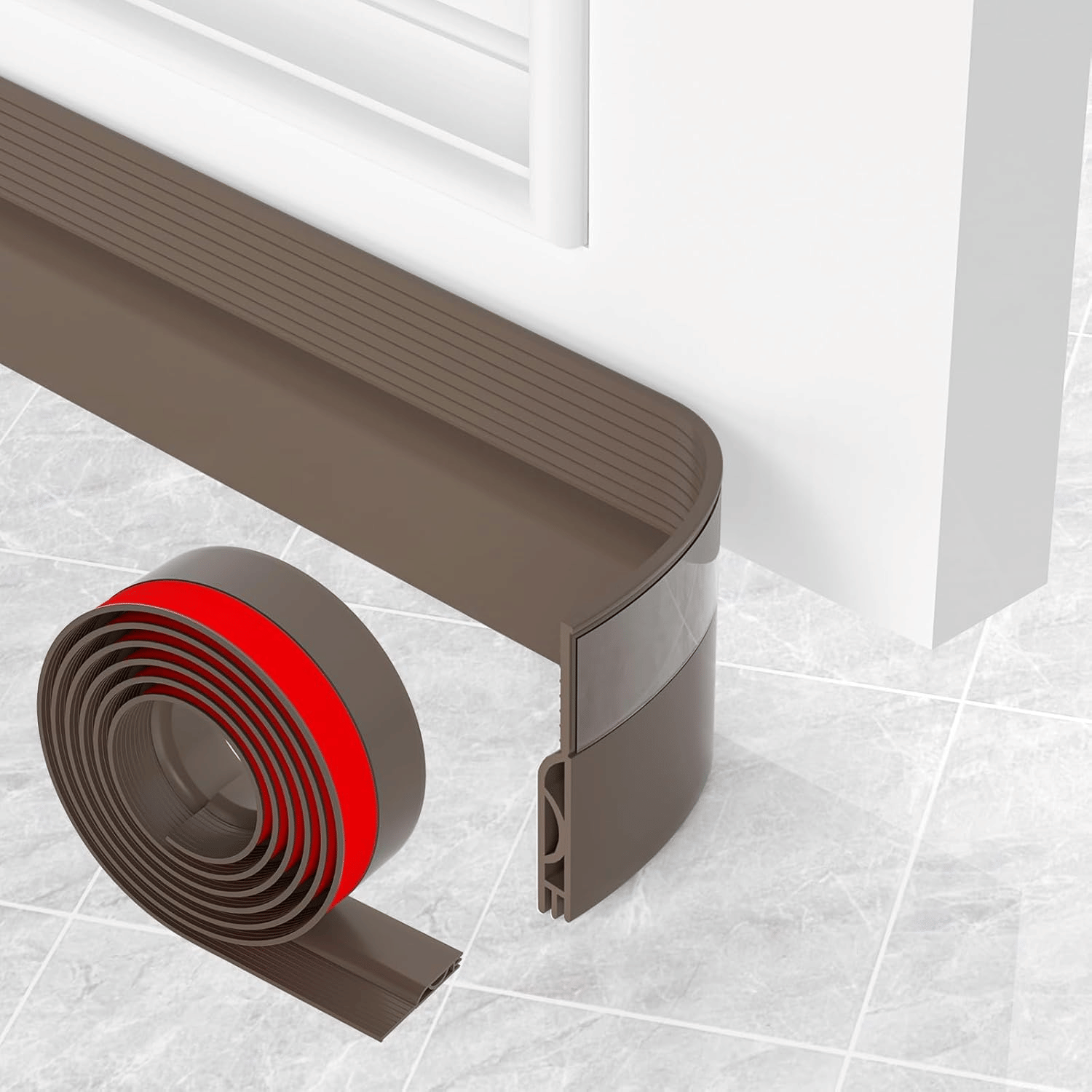 Door Draft Stopper | Silicon Door Bottom Sealing Strip | Self Adhesive Door Gap Filler Rubber | Door Bottom Sealing Strip Guard | Protector from Cockroach, Bugs, Air&Dust 1M (Brown)