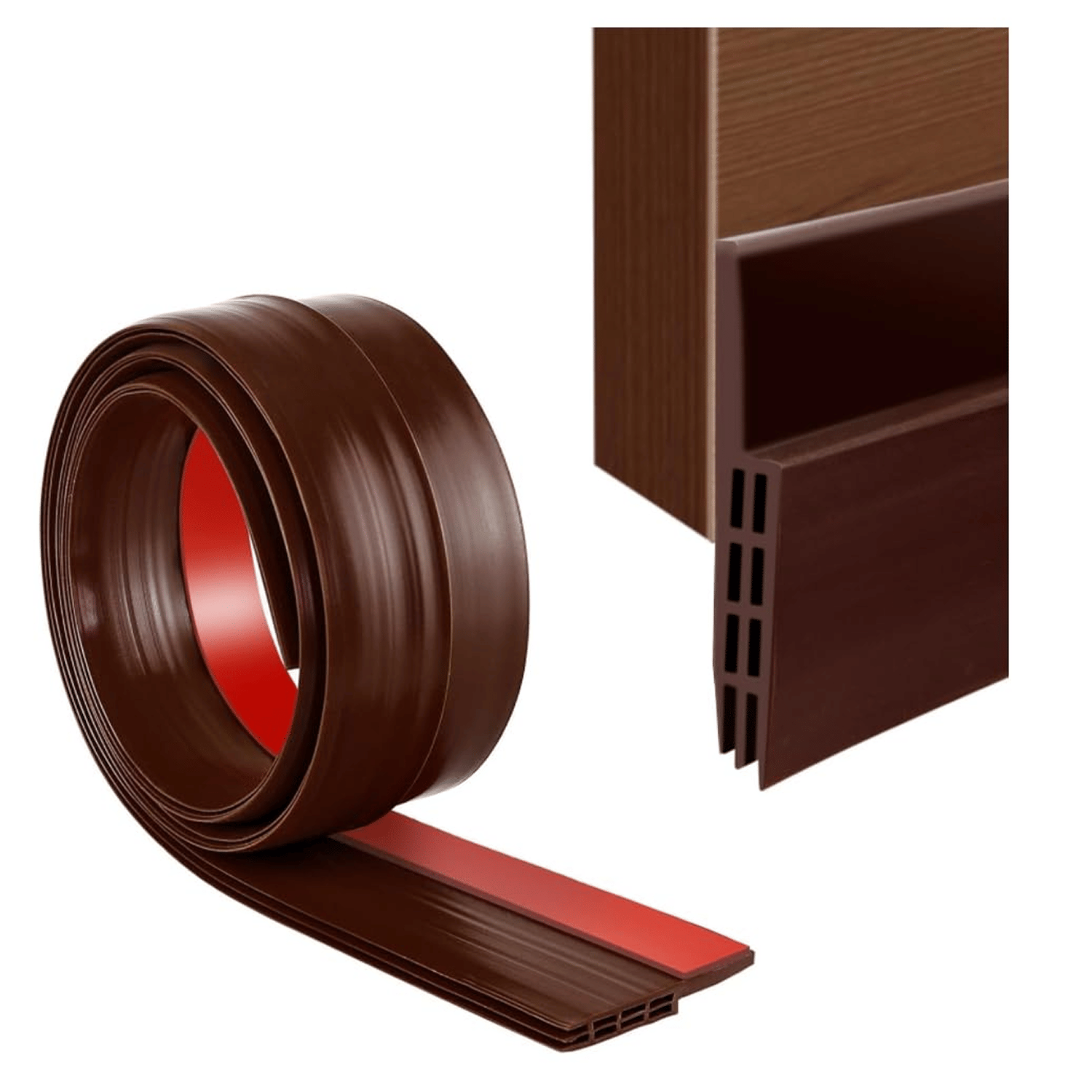 Door Draft Stopper | Silicon Door Bottom Sealing Strip | Self Adhesive Door Gap Filler Rubber | Door Bottom Sealing Strip Guard | Protector from Cockroach, Bugs, Air&Dust 1M (Brown)