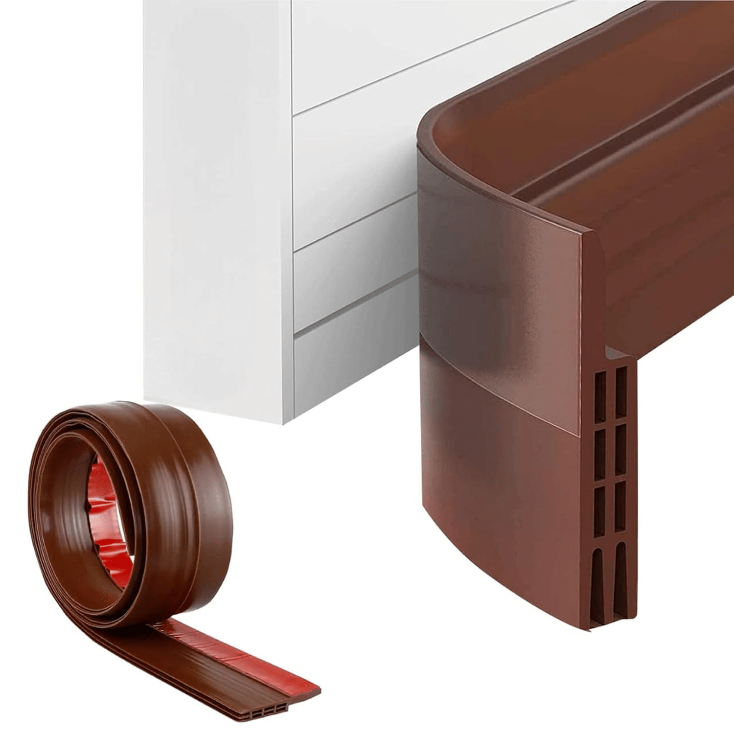 Door Draft Stopper | Silicon Door Bottom Sealing Strip | Self Adhesive Door Gap Filler Rubber | Door Bottom Sealing Strip Guard | Protector from Cockroach, Bugs, Air&Dust 1M (Brown)