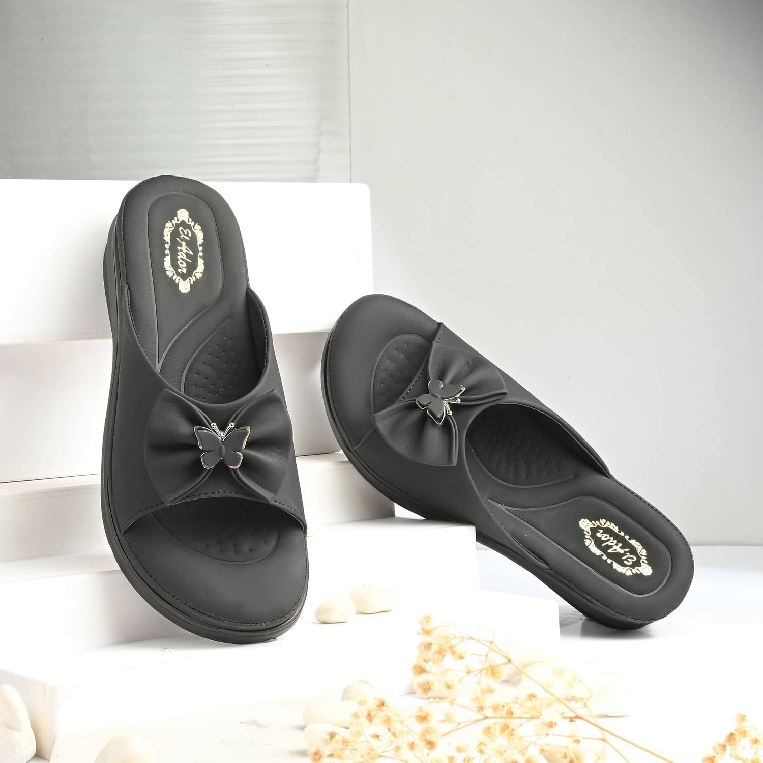    			EL ADOR Black Women's Flats