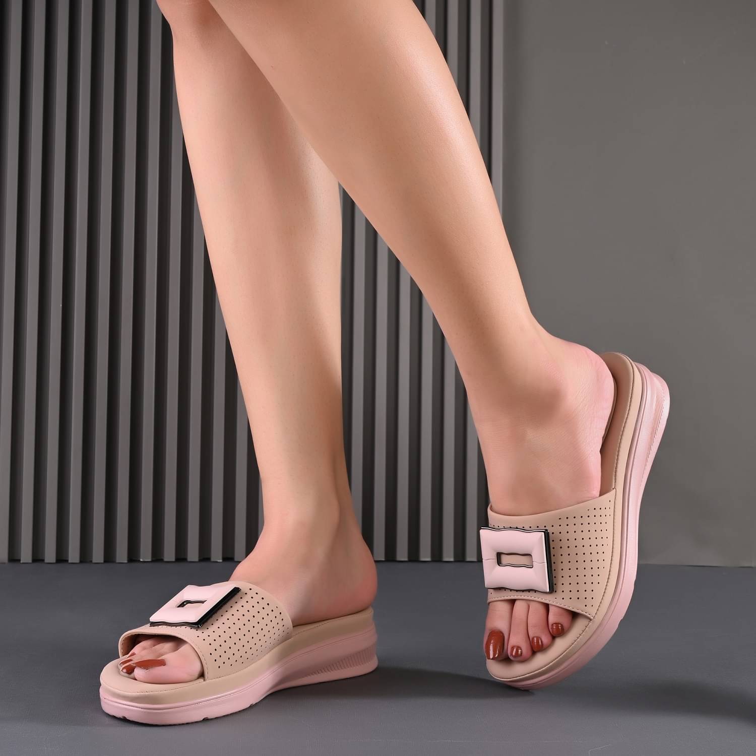     			EL ADOR Peach Women's Flats