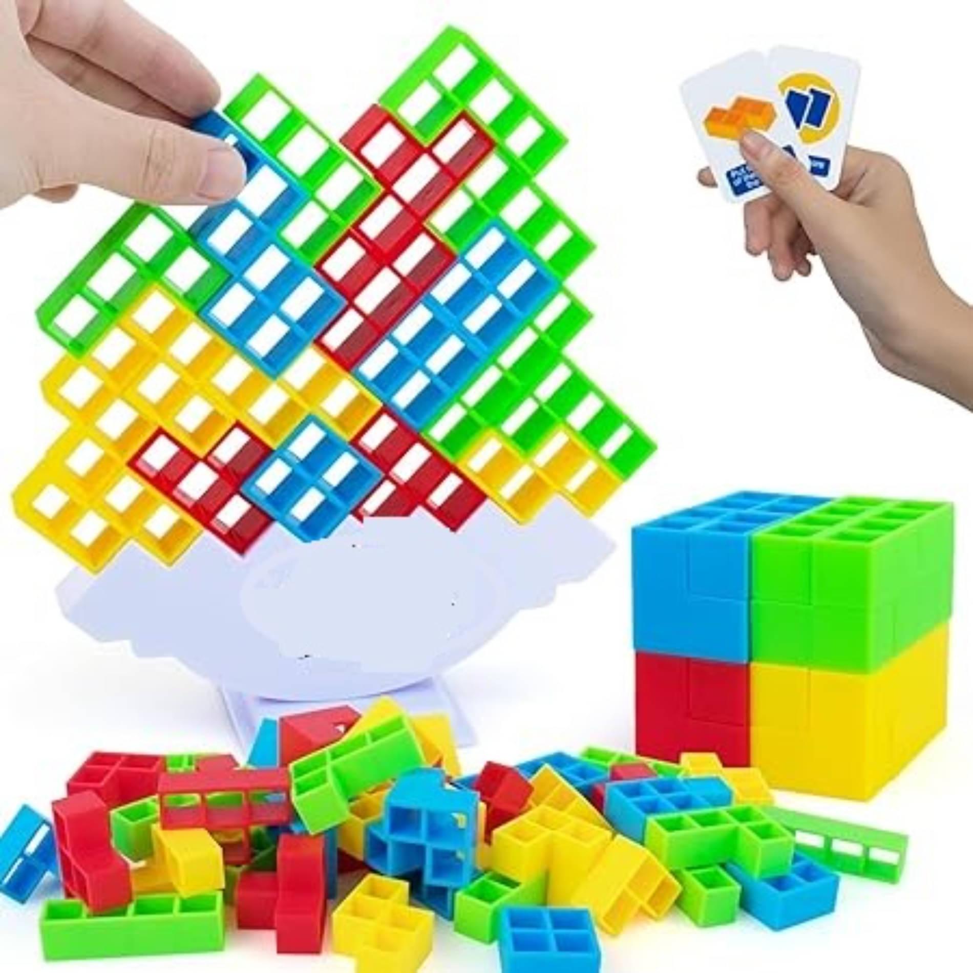     			Esnapy 32 Pcs the Original Tetra Tower Stacking Blocks Balance Game, Family Board Games for Kids & Adults-Balancing Stacking Toys Building Blocks for Parties, Travel Multi-Colored 1
