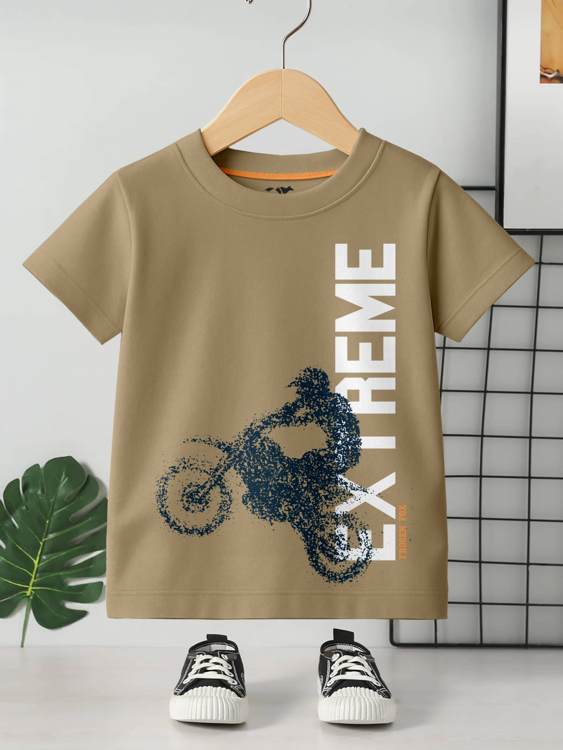     			FROSEN FOX Pack of 1 Boys Cotton T-Shirt ( Beige )