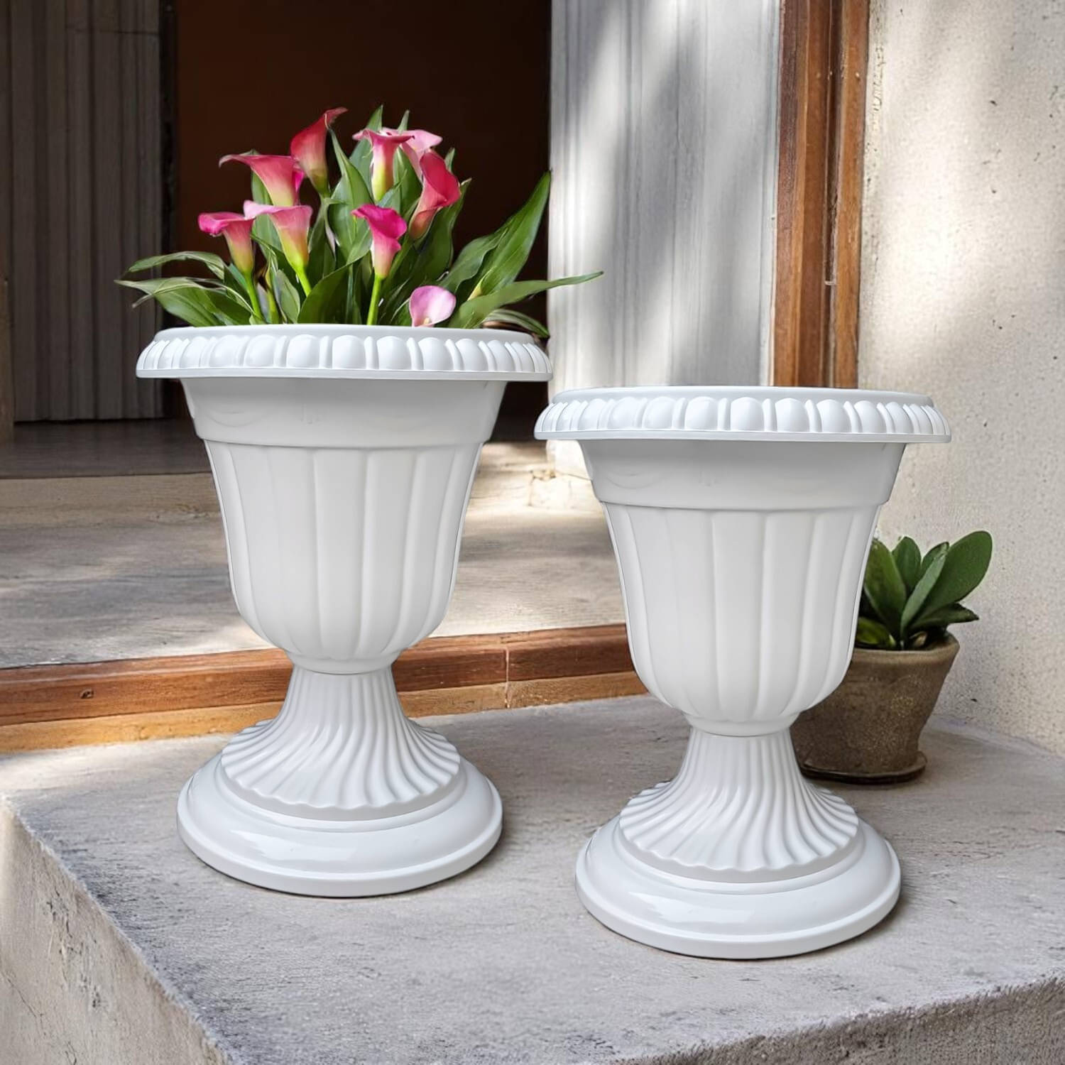 Garden's Need 13-Inch (33.02 cm) White Color Decorative Trumpet Shape Plastic Tulip Indoor Flower Vases | Flower Holder for Home Decor and Table Top Display - Set of 2 Garden's Need 13-Inch (33.02 cm) White Color Decorative Trumpet Shape Plastic Tulip Indoor Flower Vases | Flower Holder for Home Decor and Table Top Display - Set of 2
