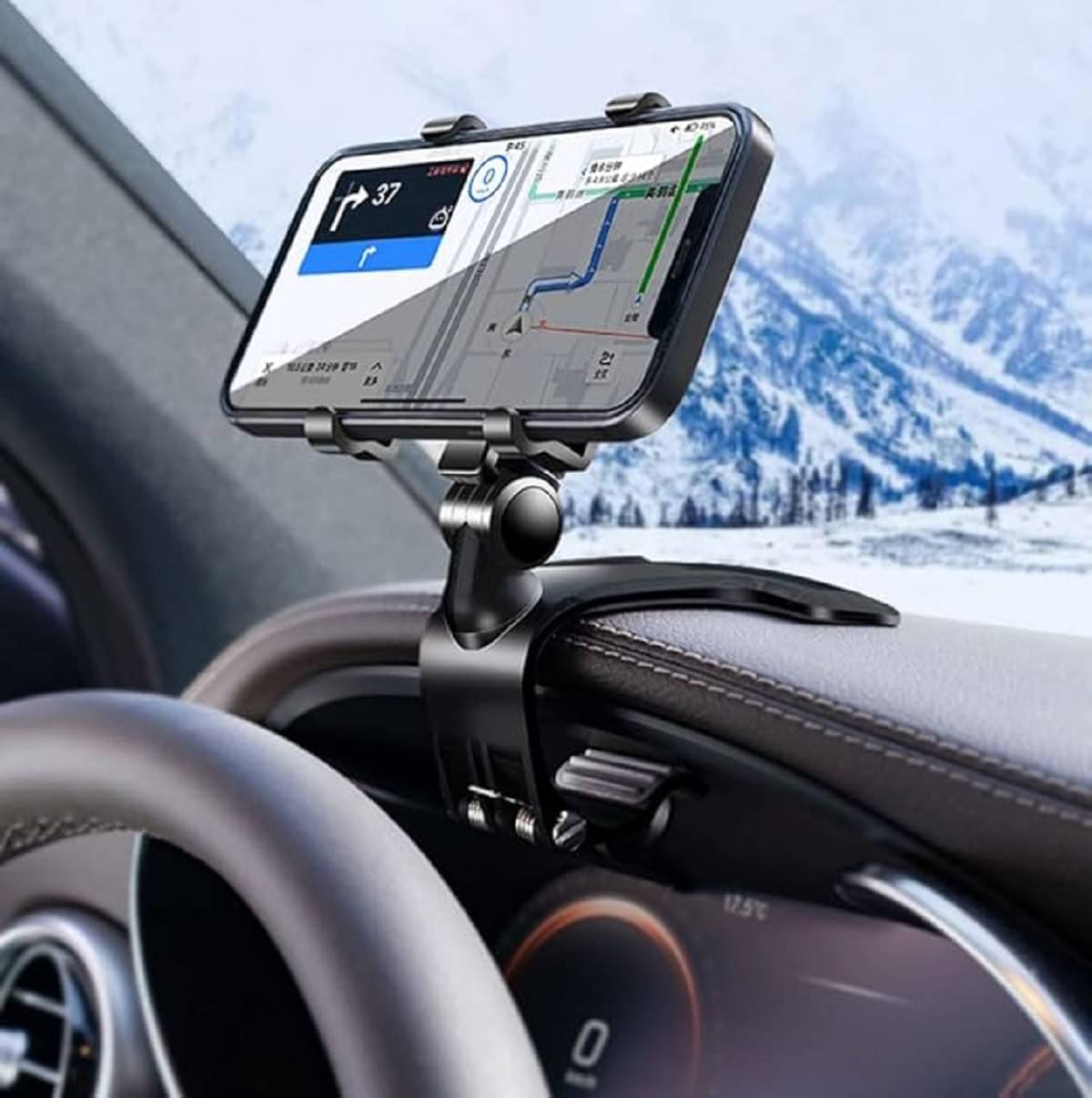 HINGOL Dashboard & Windshield Single Clamp Car Mobile Holder - Black HINGOL Dashboard & Windshield Single Clamp Car Mobile Holder - Black