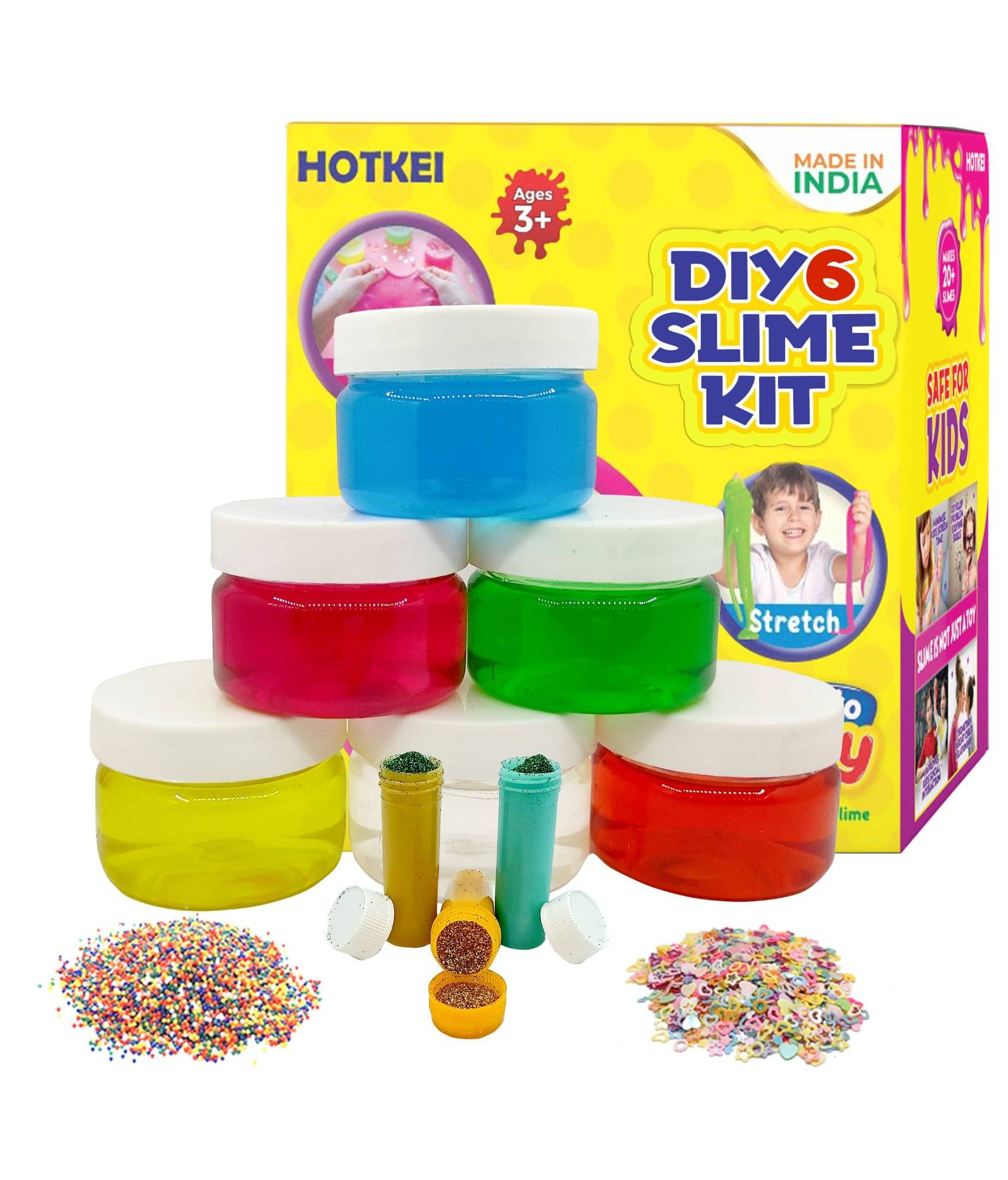 HOTKEI (6 Slime Kit) DIY Multicolor Fruit Scented Toy Slimy Slime Gel Jelly Putty Set Toys Kit for Boys Girls Kids 3 to 10 Years 300 gm Slime with Accessories Like Glitter | Charms | Water Beads Set HOTKEI (6 Slime Kit) DIY Multicolor Fruit Scented Toy Slimy Slime Gel Jelly Putty Set Toys Kit for Boys Girls Kids 3 to 10 Years 300 gm Slime with Accessories Like Glitter | Charms | Water Beads Set