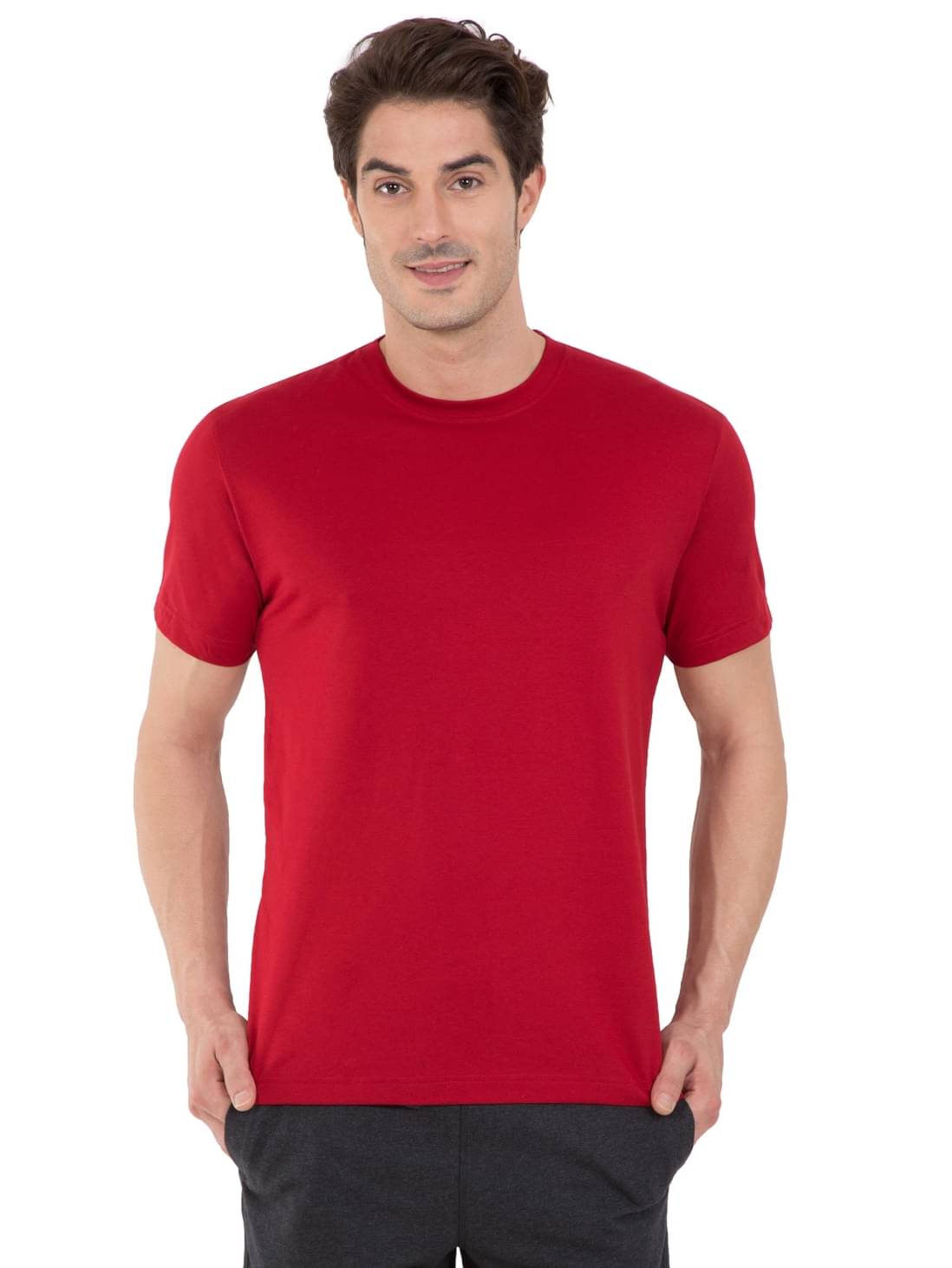     			Jockey Men Cotton Regular Fit Solid T-Shirt ( Red )