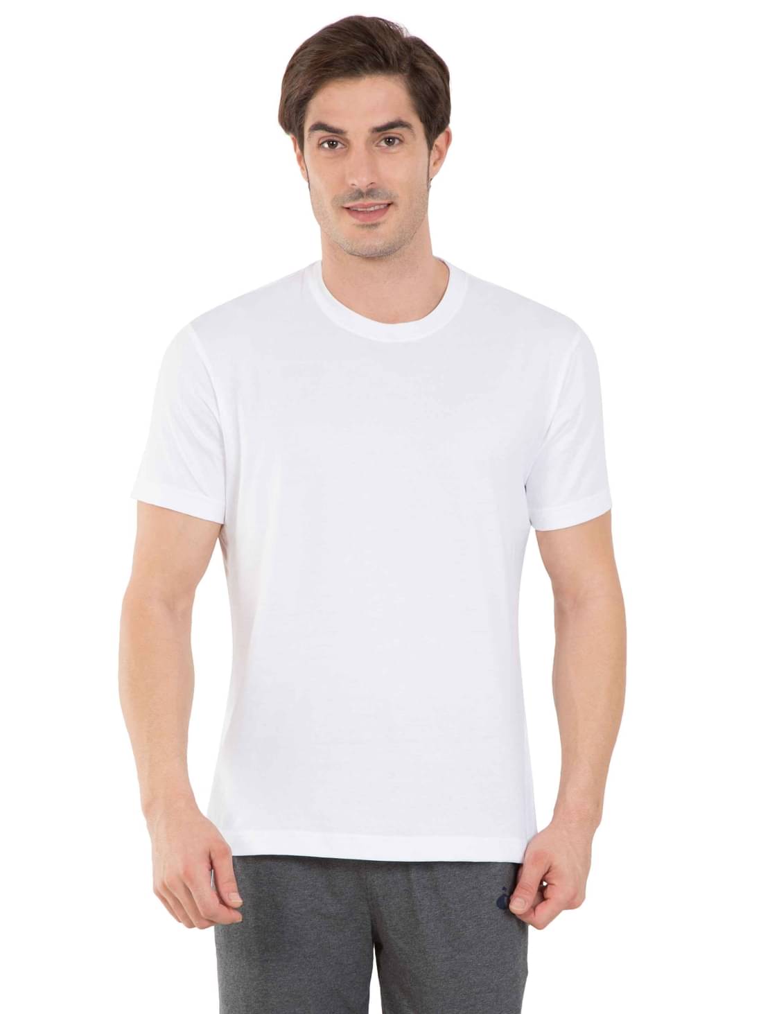     			Jockey Men Cotton Regular Fit Solid T-Shirt ( White )