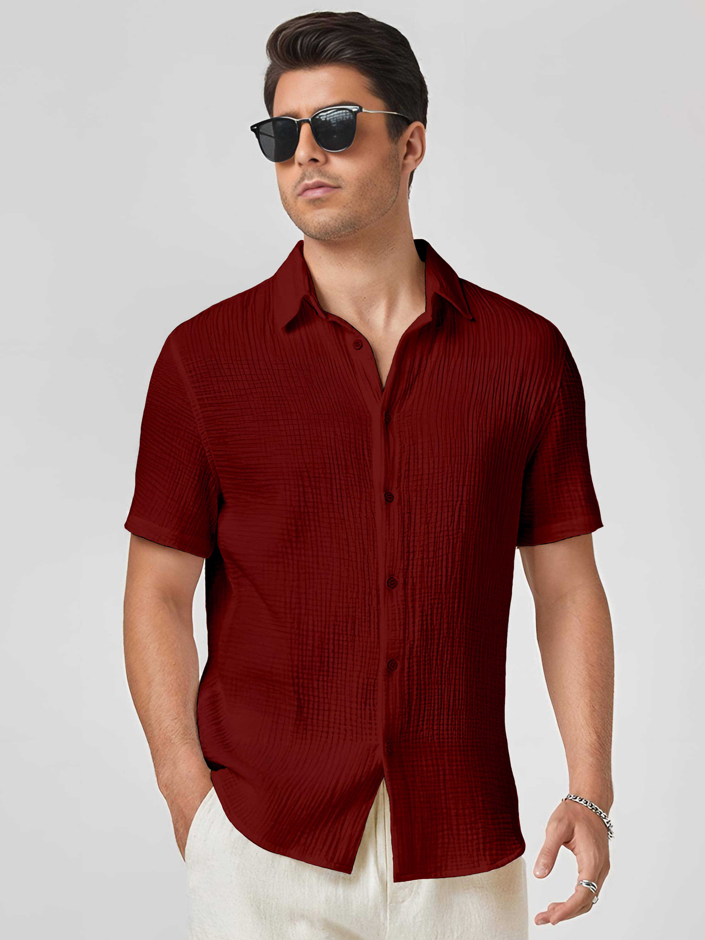 KAKIDO Polyester Regular Fit Solids Half Sleeves Men's Casual Shirt - Maroon ( Pack of 1 ) KAKIDO Polyester Regular Fit Solids Half Sleeves Men's Casual Shirt - Maroon ( Pack of 1 )