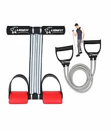 LIONFIT® Double Spring Tummy Trimmer with Resistance Tube for Men & Women | Home Gym Combo for Abs, Arms, Chest, Legs & Full Body Workout