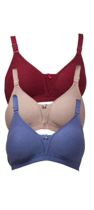 Narsingha Dreams Cotton Blend Lightly Padded Everyday Bra ( Multicolor2 , Pack of 3 ) Narsingha Dreams Cotton Blend Lightly Padded Everyday Bra ( Multicolor2 , Pack of 3 )