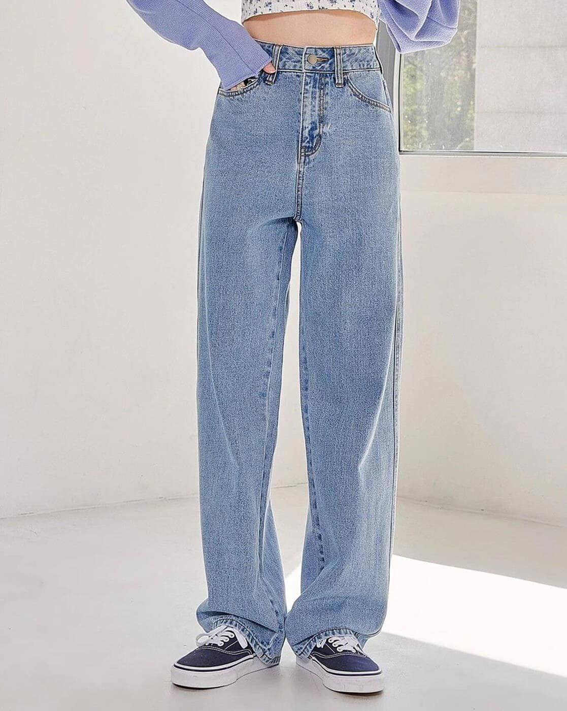     			POMPOUS Women's Relaxed Fit High-Rise Jeans ( Blue )