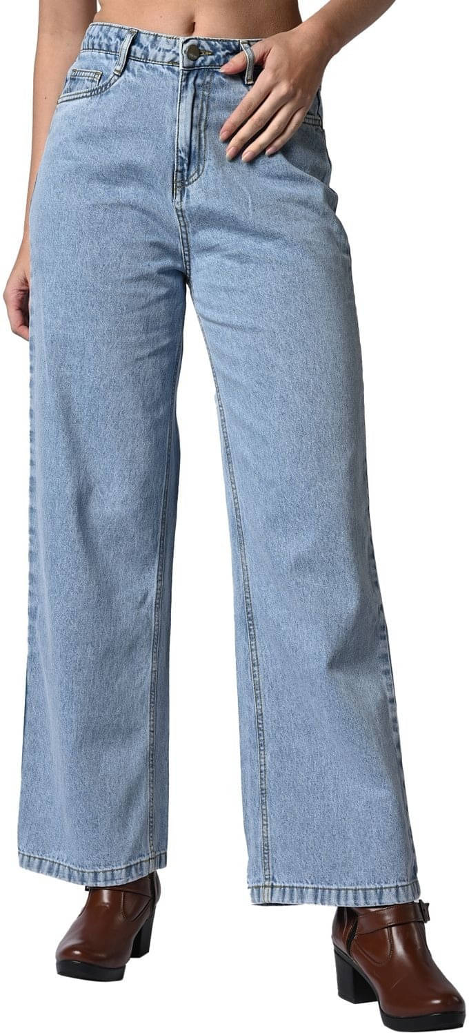     			POMPOUS Women's Relaxed Fit High-Rise Jeans ( Blue )