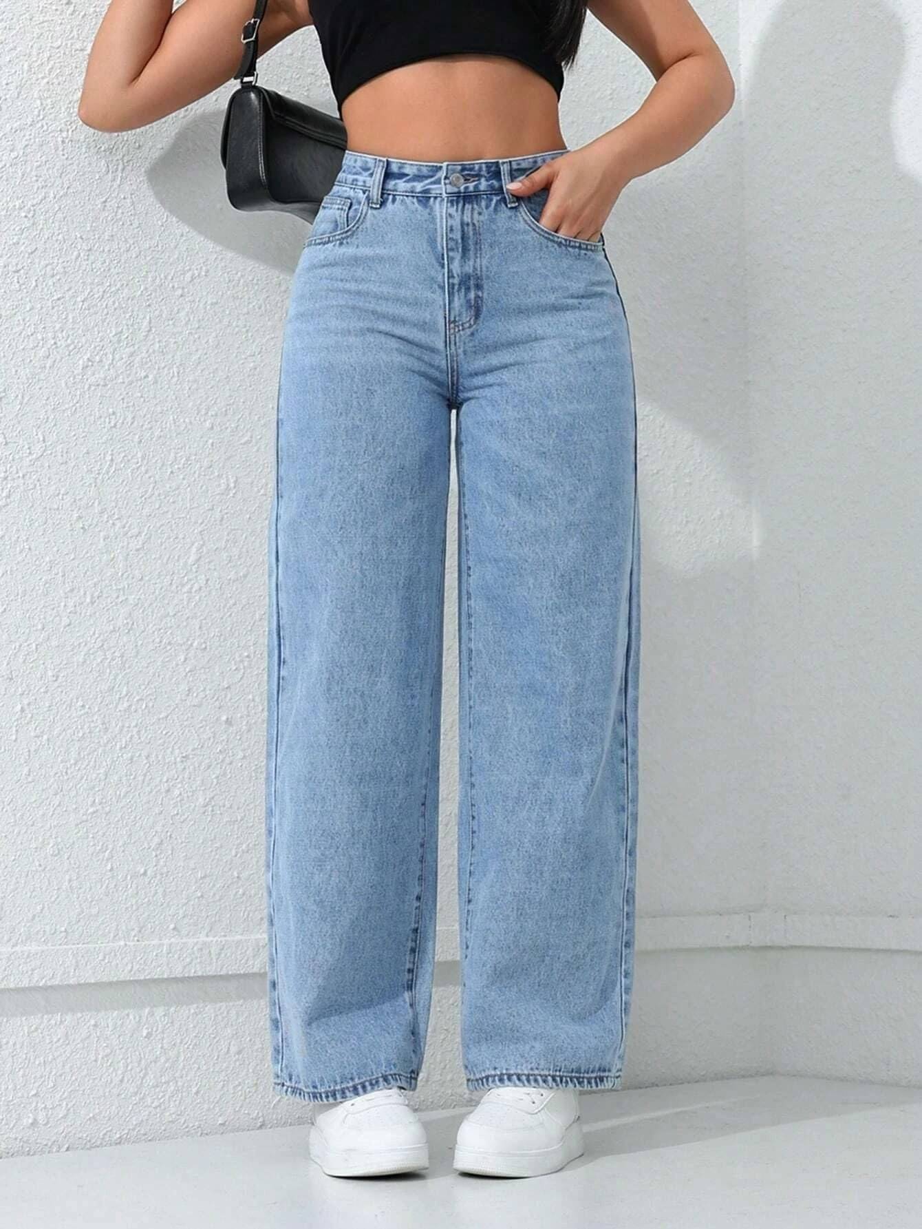     			POMPOUS Women's Relaxed Fit High-Rise Jeans ( Blue )