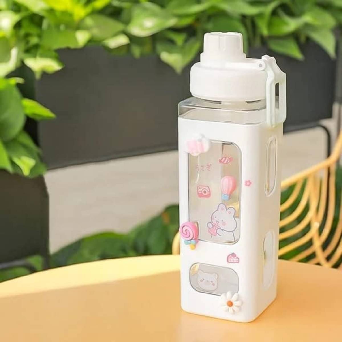     			RAMDEV ENTERPRISE  Plastic Kawaii Cute Water Bottle with Straw - 700ml Leakproof BPA-Free Bottle for Girls & Boys, Includes Straw,2D & 3D Stickers - Cute Pink Color School Water Bottle for Girls