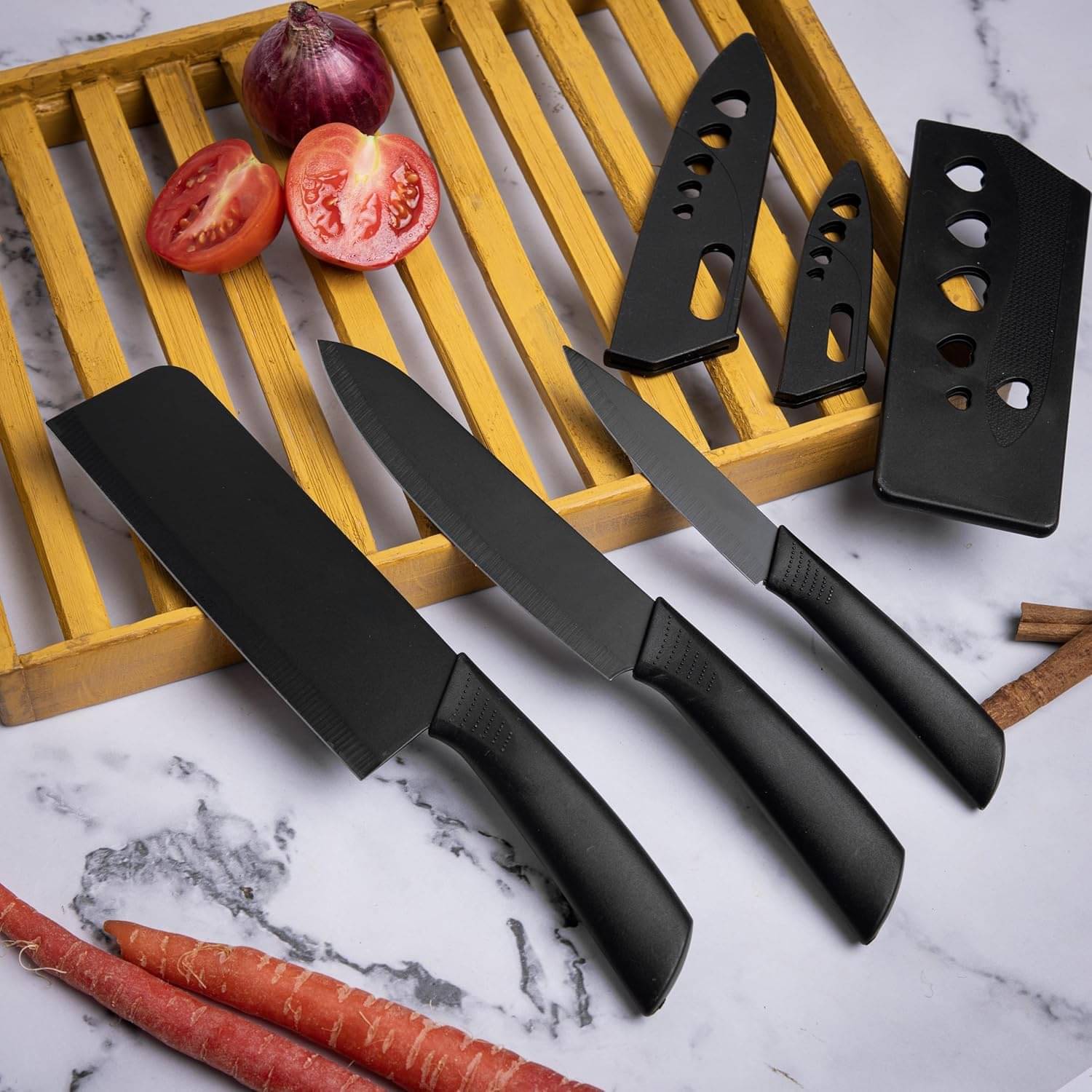 RAMDEV ENTERPRISE Stainless Steel 3 Pieces Chef Knife Set.Meat Knife with Sharp Blade with Ergonomic Handle for Home Kitchen and Restaurant RAMDEV ENTERPRISE Stainless Steel 3 Pieces Chef Knife Set.Meat Knife with Sharp Blade with Ergonomic Handle for Home Kitchen and Restaurant