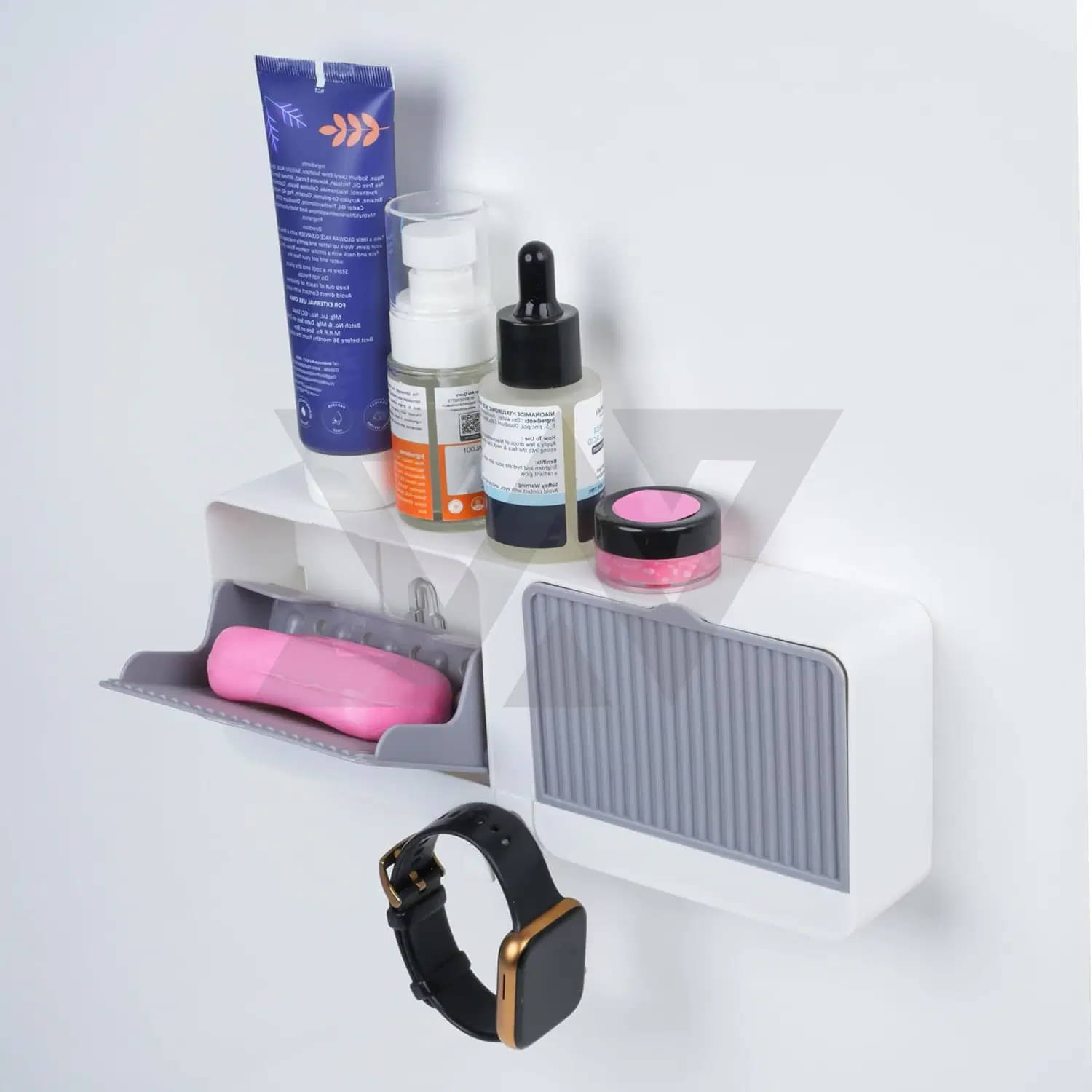     			Radhe Fashion Soap case,  Double Grids Soap Holder, Wall-Mounted with Cover Double Grid-Asphalt Toilet Laundry soap Box, No Drilling Clamshell soap Box, Soap Holder for Bathroom, Drainage Box with Cover Soap Holder(1 Pack)