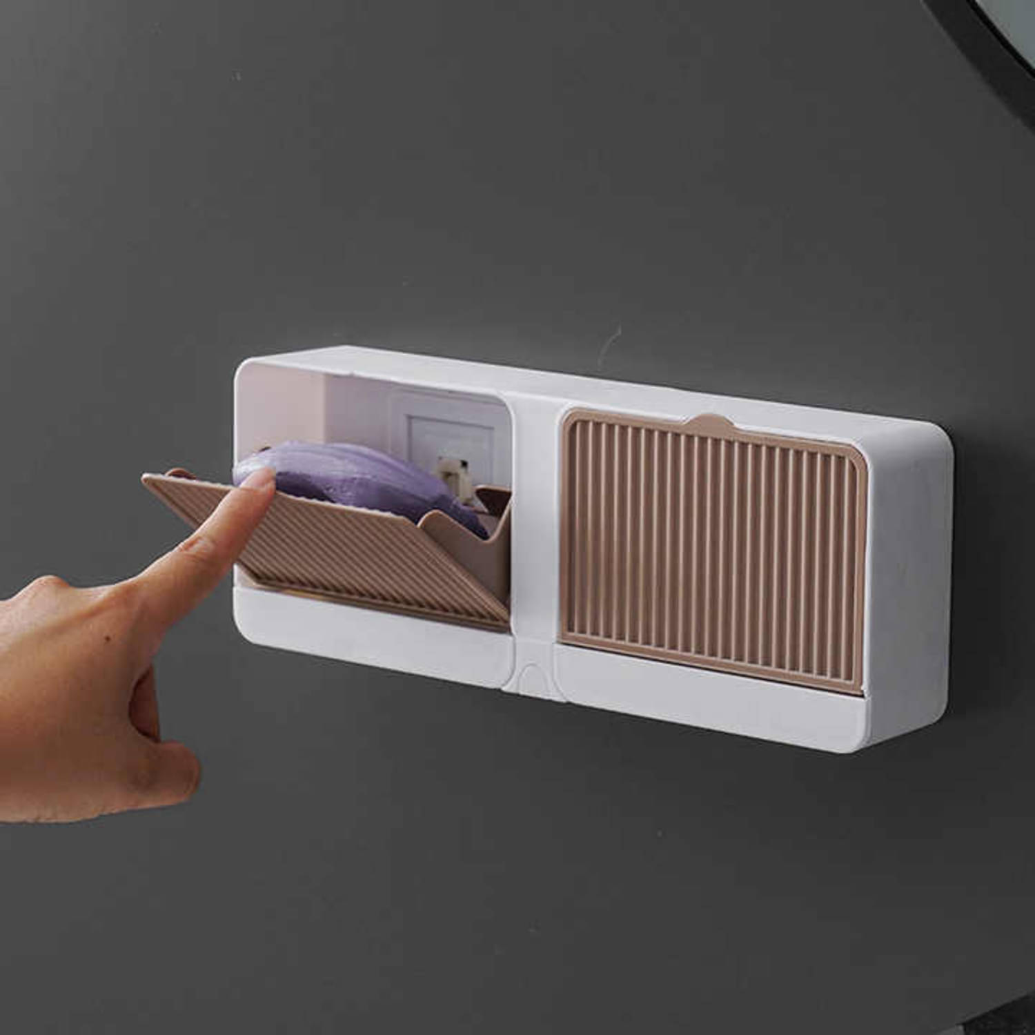     			Radhe Fashion Wall Mounted Soap Holder with Lid and Drain Tray | Self Adhesive Bathroom Soap Case for Wall | Multipurpose Soap Box Organizer for Bathroom, Kitchen & Wash Basin | No Drilling Soap Dish with Cover | Space Saving Design | Durable Plastic