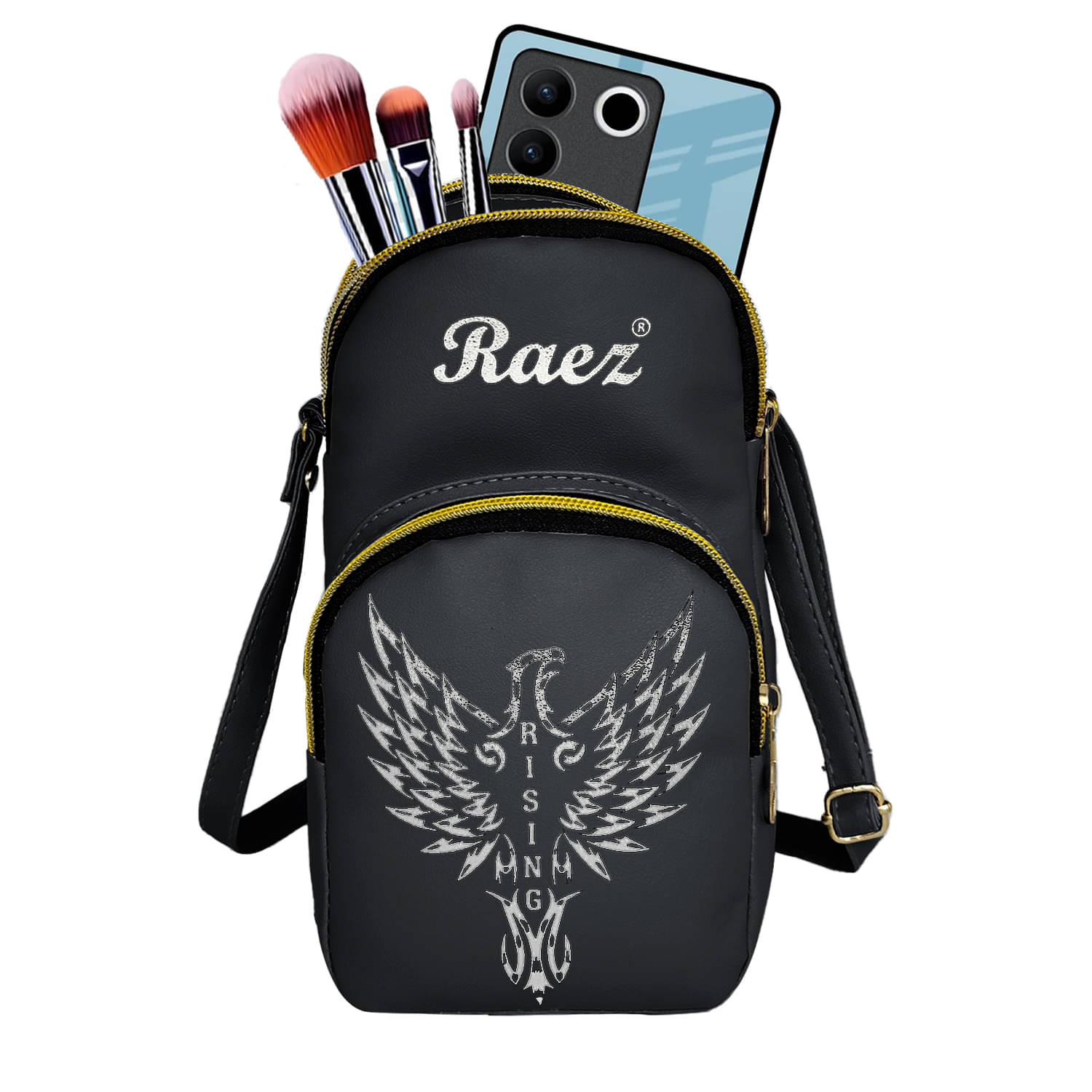     			Raez Sling Bag PU Set of 1 ( Black )
