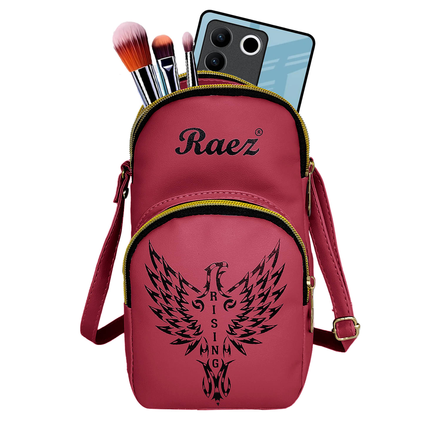     			Raez Sling Bag PU Set of 1 ( Maroon )