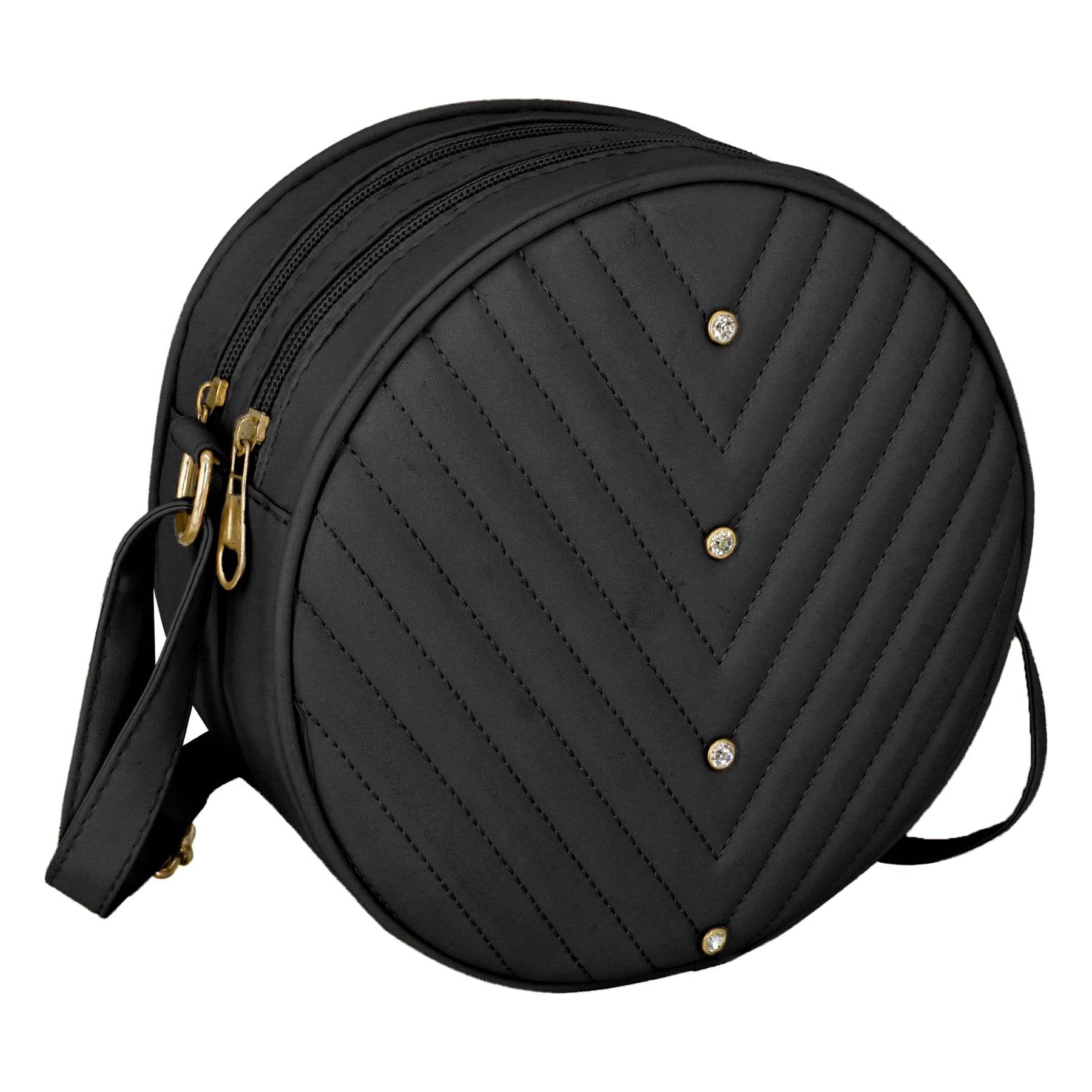     			Raez Sling Bag PU Set of 1 ( Black )
