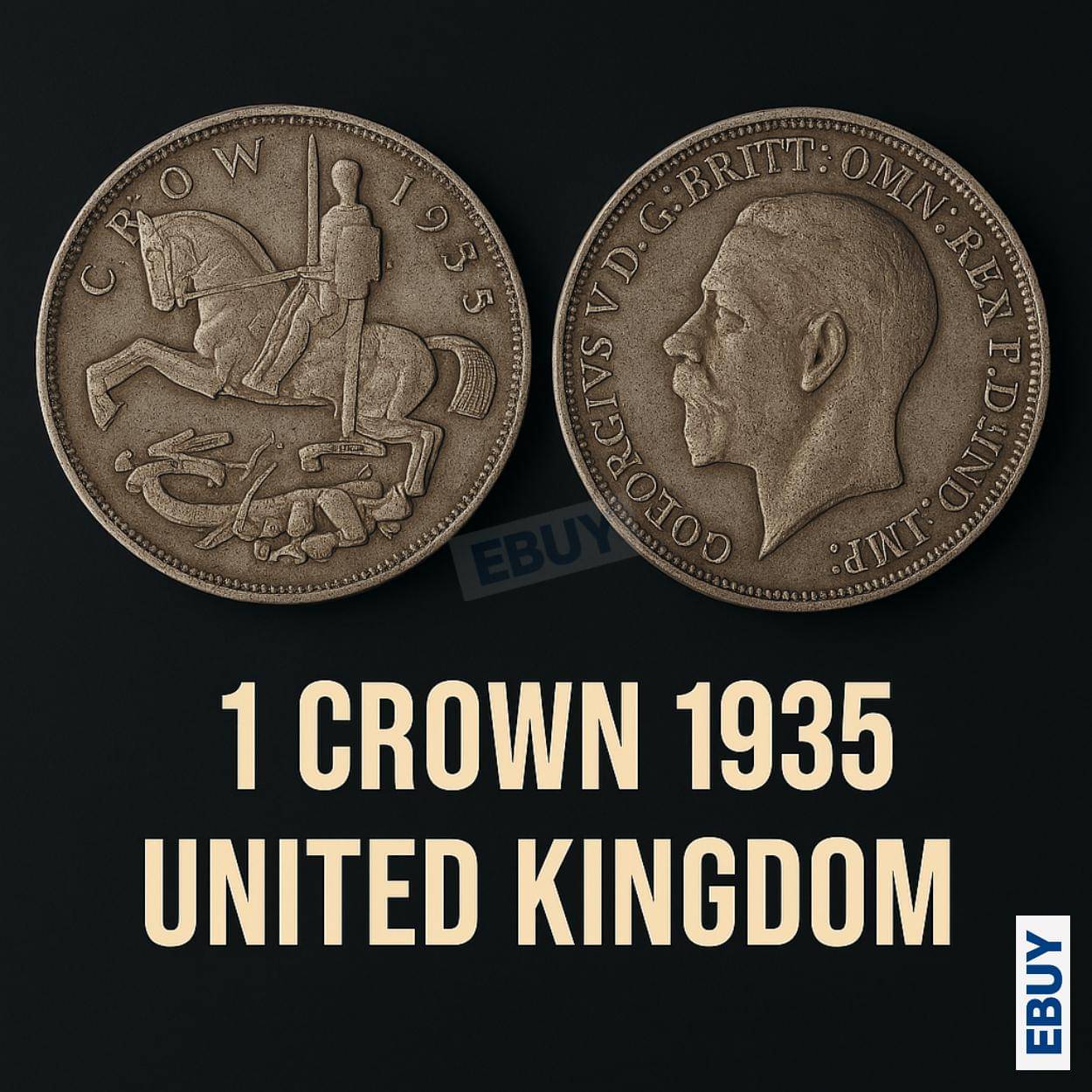     			Rare 1 Crown 1935 United Kingdom old fancy Coin