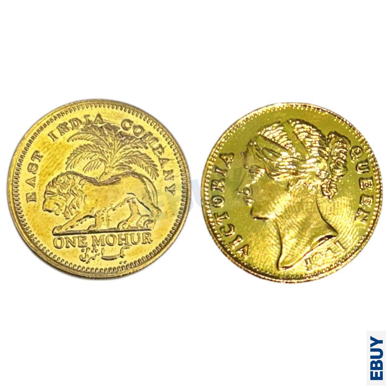     			Rare 1 Mohur 1841 Victoria Queen, British India old Gold-Plated fancy Coin