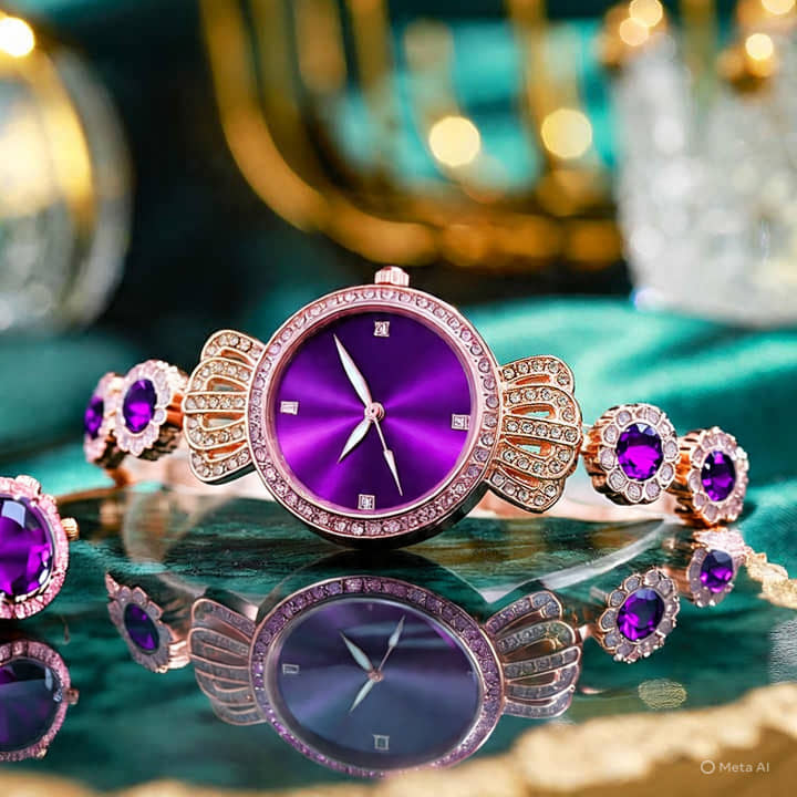Renaissance Traders Purple Metal Analog Womens Watch