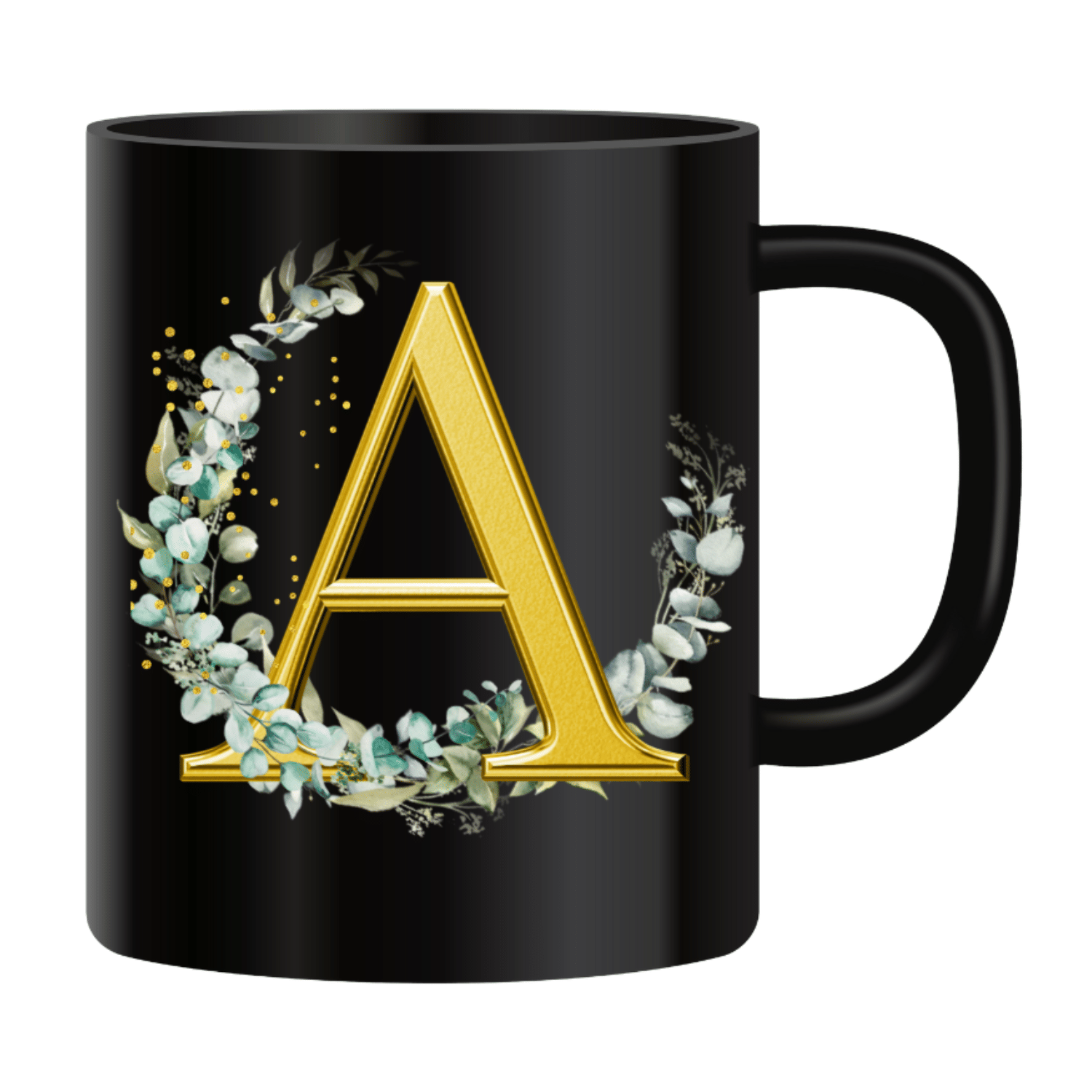     			Ridaa Printed Black A Ceramic Coffee Mug 350 mL ( Pack of 1 )