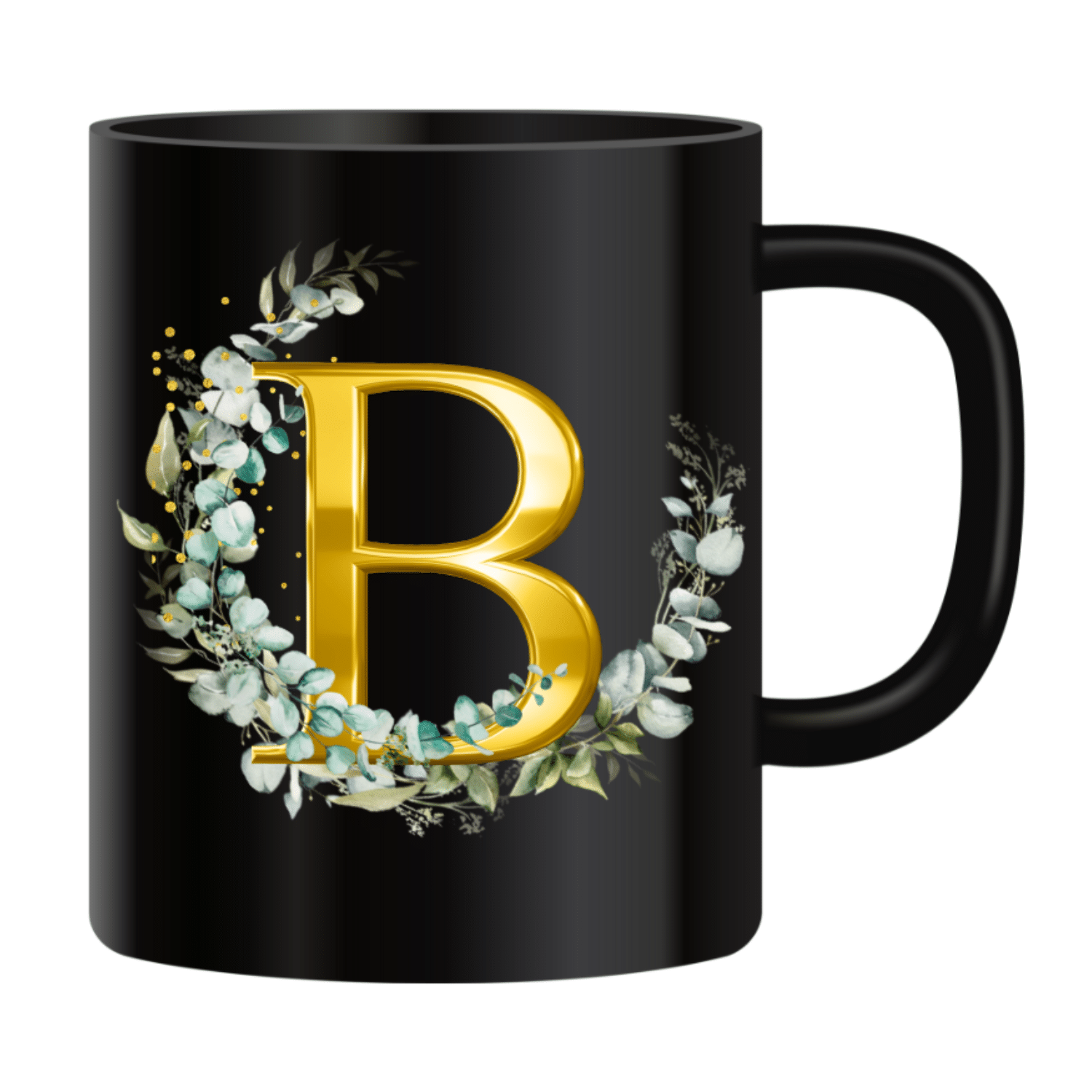     			Ridaa Printed Black B Ceramic Coffee Mug 350 mL ( Pack of 1 )