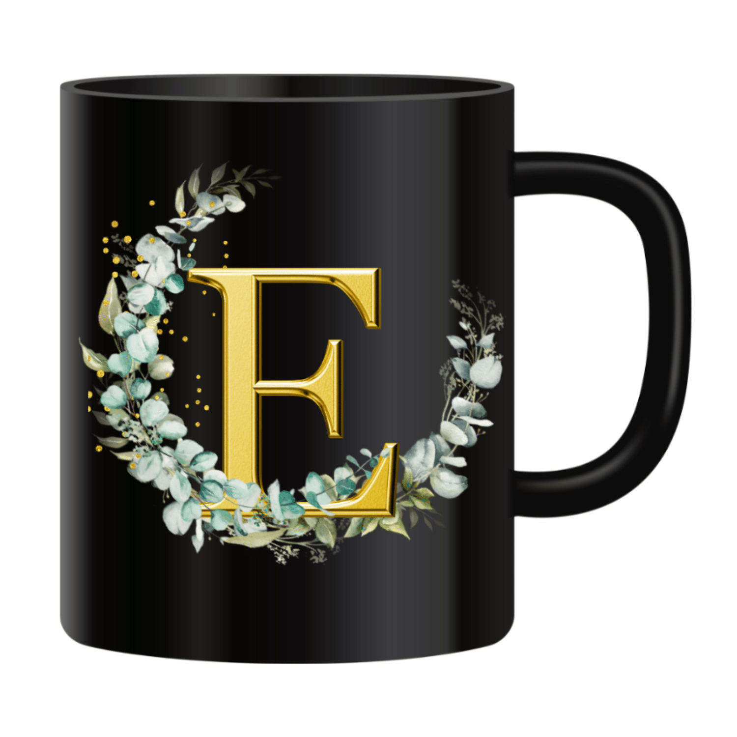     			Ridaa Printed Black E Ceramic Coffee Mug 350 mL ( Pack of 1 )