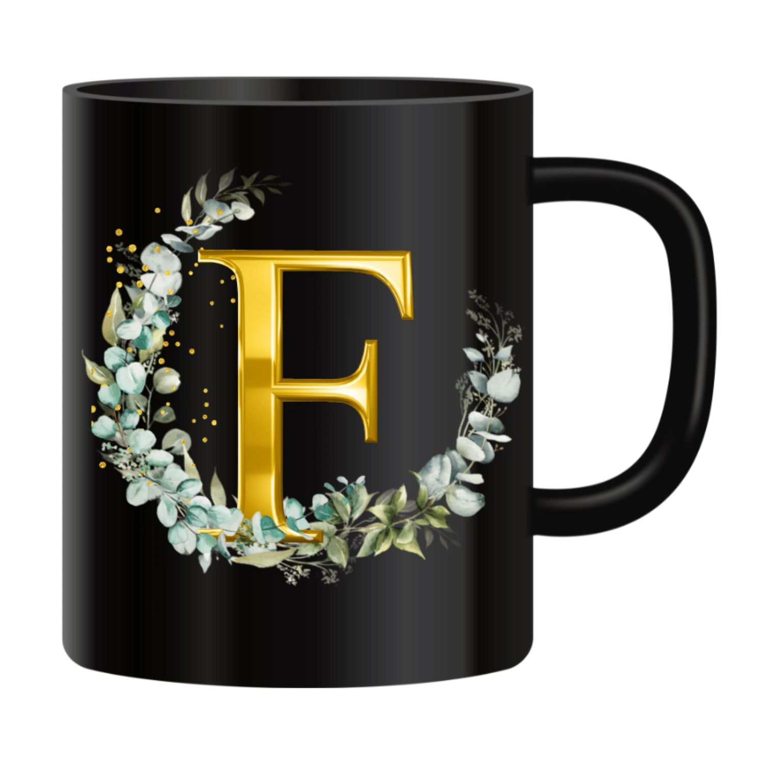    			Ridaa Printed Black F Ceramic Coffee Mug 350 mL ( Pack of 1 )