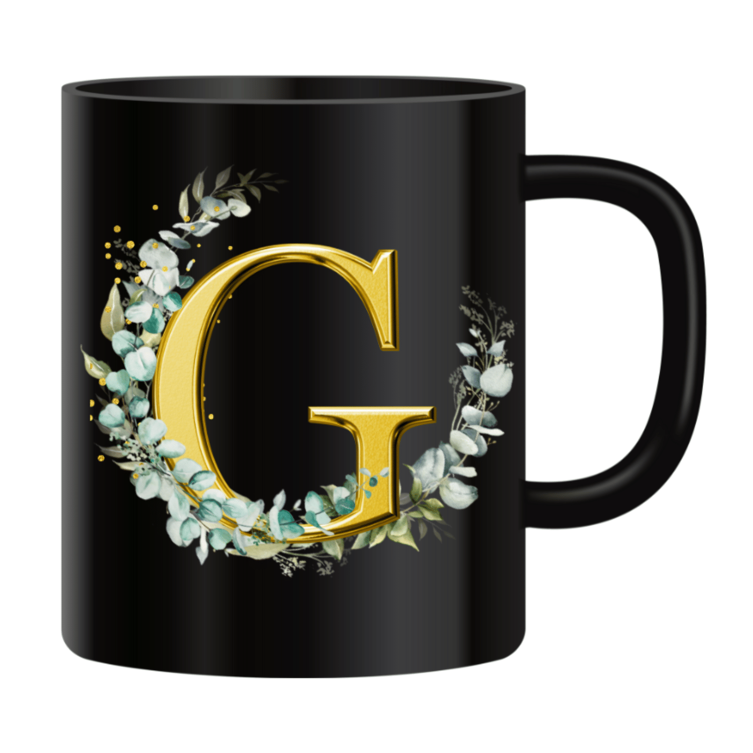     			Ridaa Printed Black G Ceramic Coffee Mug 350 mL ( Pack of 1 )