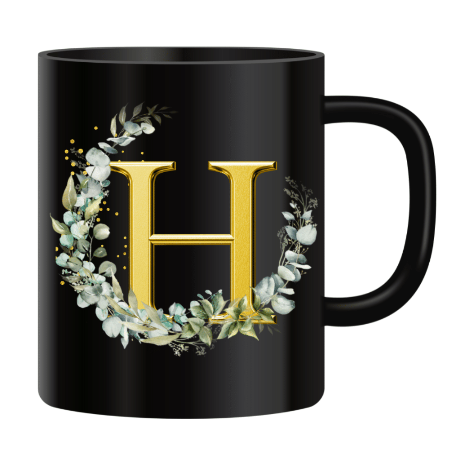     			Ridaa Printed Black H Ceramic Coffee Mug 350 mL ( Pack of 1 )