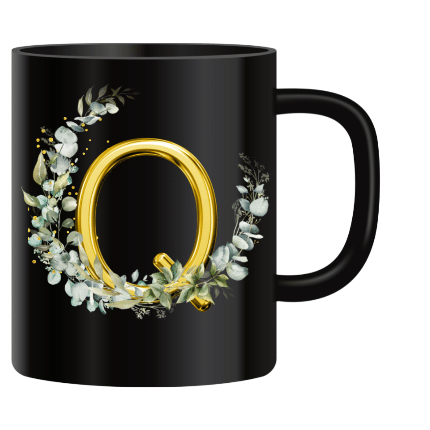     			Ridaa Printed Black Q Ceramic Coffee Mug 350 mL ( Pack of 1 )