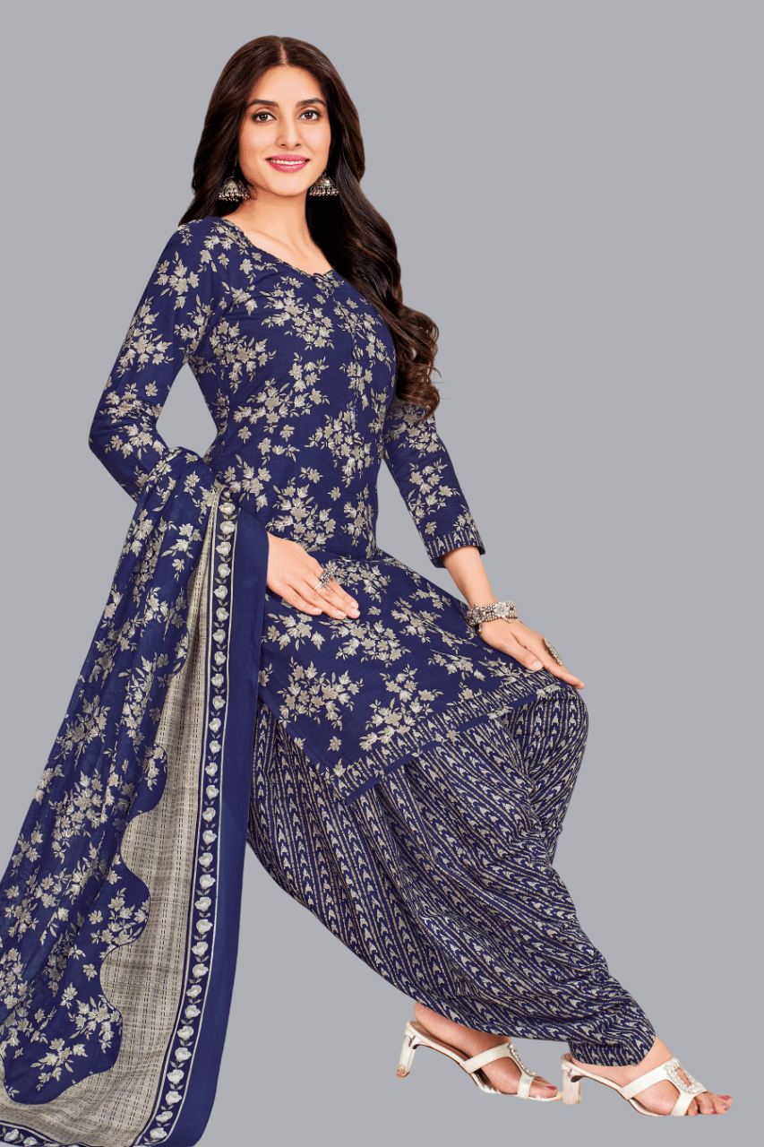 SIMMU Women Cotton Printed Straight Kurti With Patiala Salwar ( Blue ) SIMMU Women Cotton Printed Straight Kurti With Patiala Salwar ( Blue )