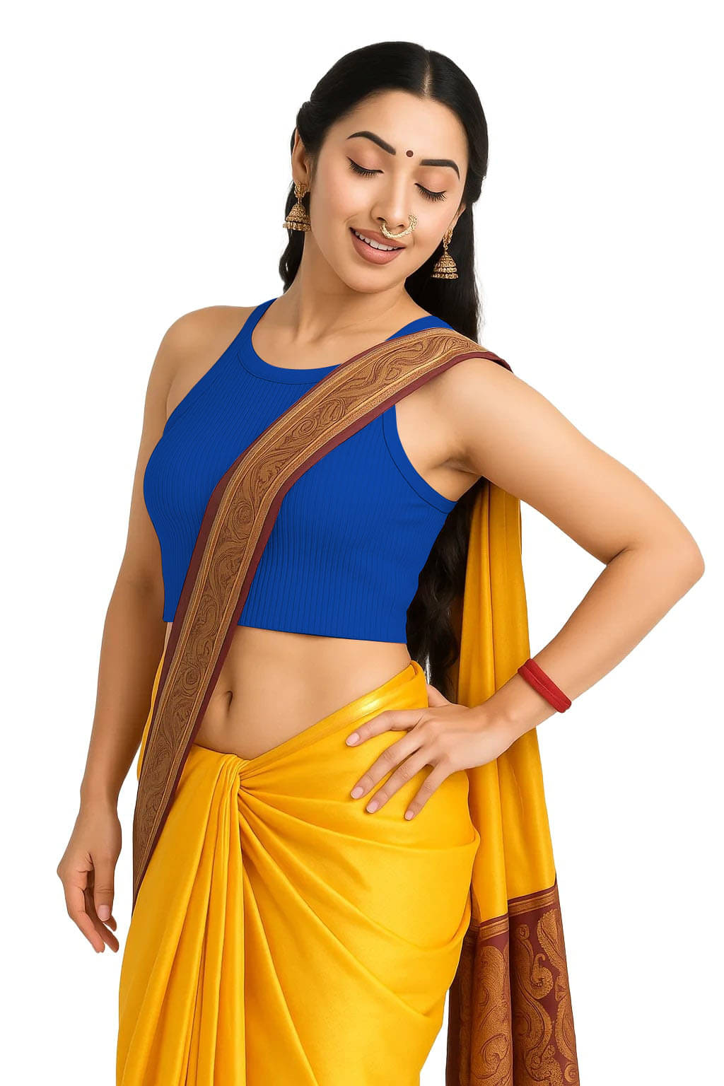 SOHOT Blue Readymade without Pad Cotton Women's Blouse ( Pack of 1 )     			SOHOT Blue Readymade without Pad Cotton Women's Blouse ( Pack of 1 )