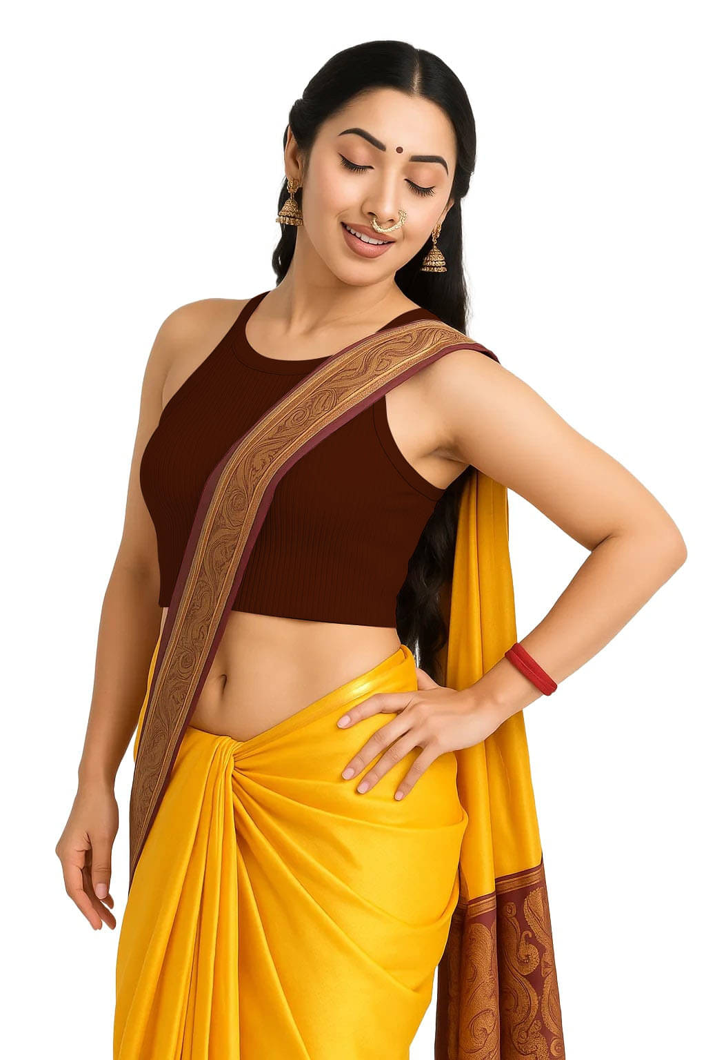     			SOHOT Brown Readymade without Pad Cotton Women's Blouse ( Pack of 1 )