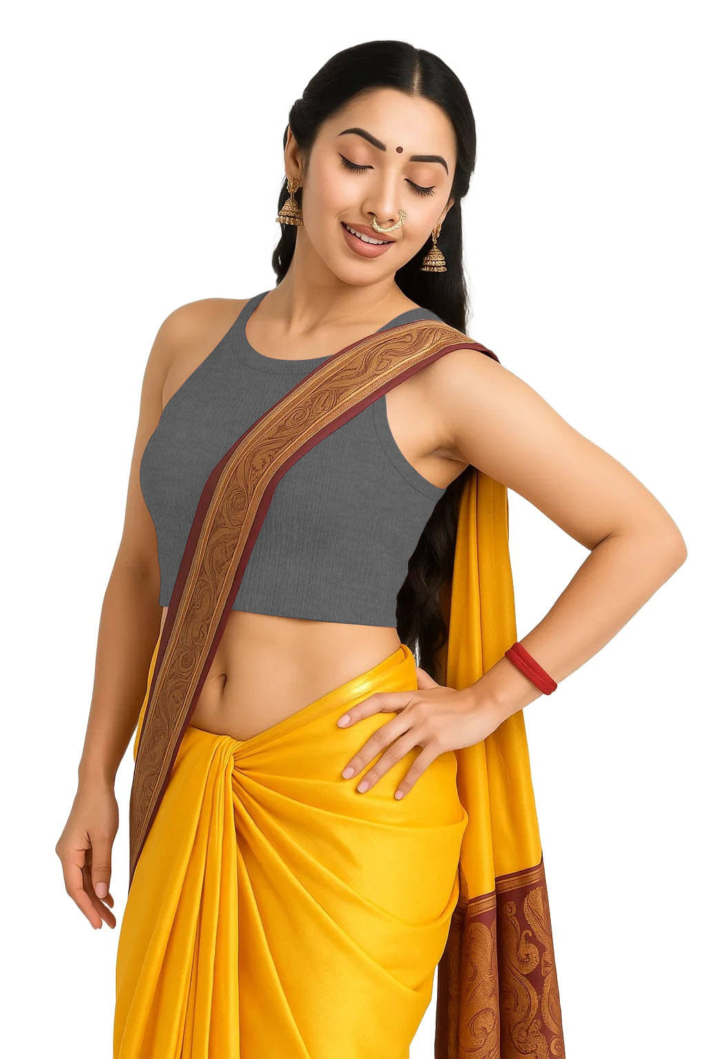     			SOHOT Grey Readymade without Pad Cotton Women's Blouse ( Pack of 1 )