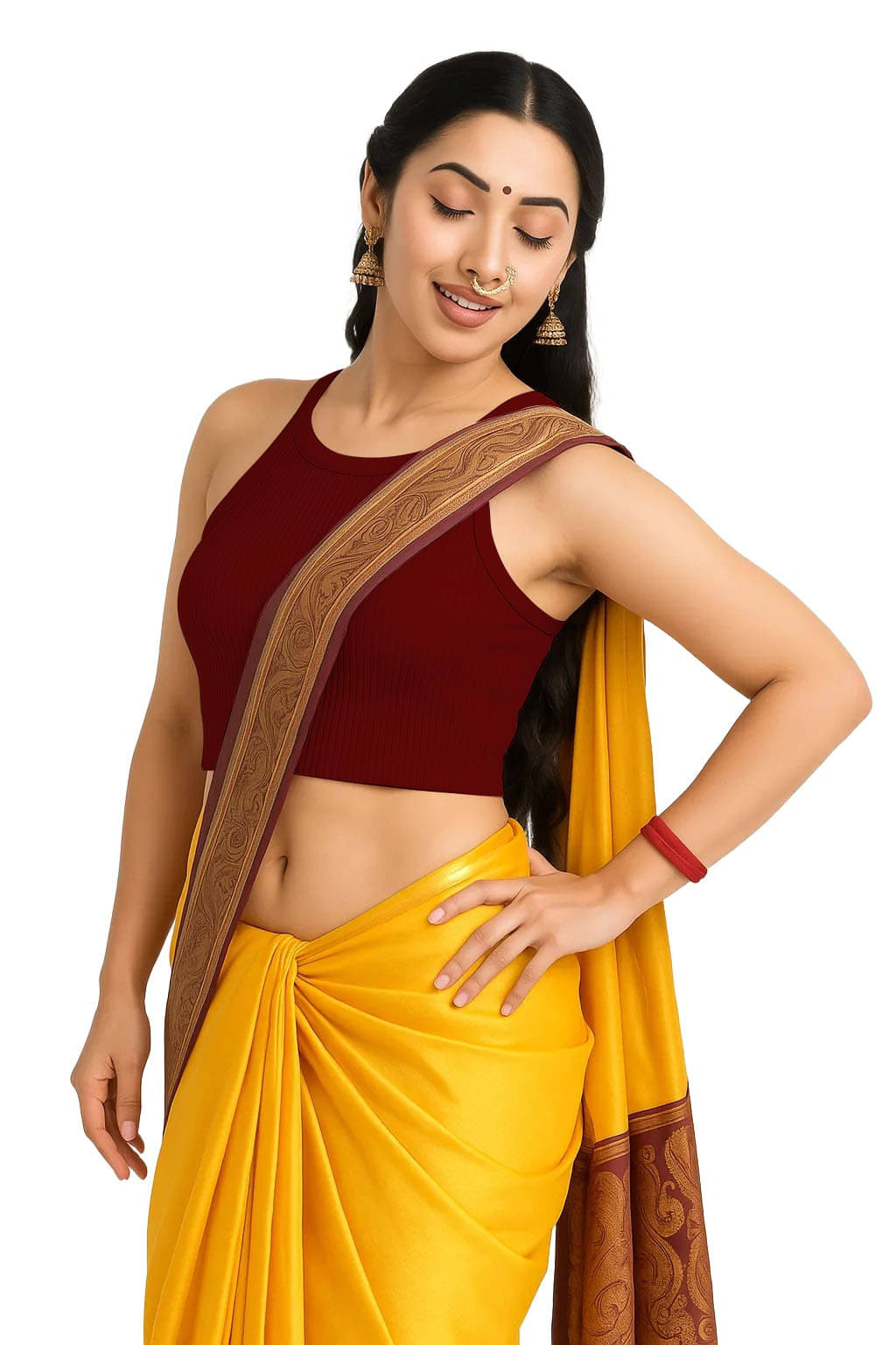     			SOHOT Maroon Readymade without Pad Cotton Women's Blouse ( Pack of 1 )