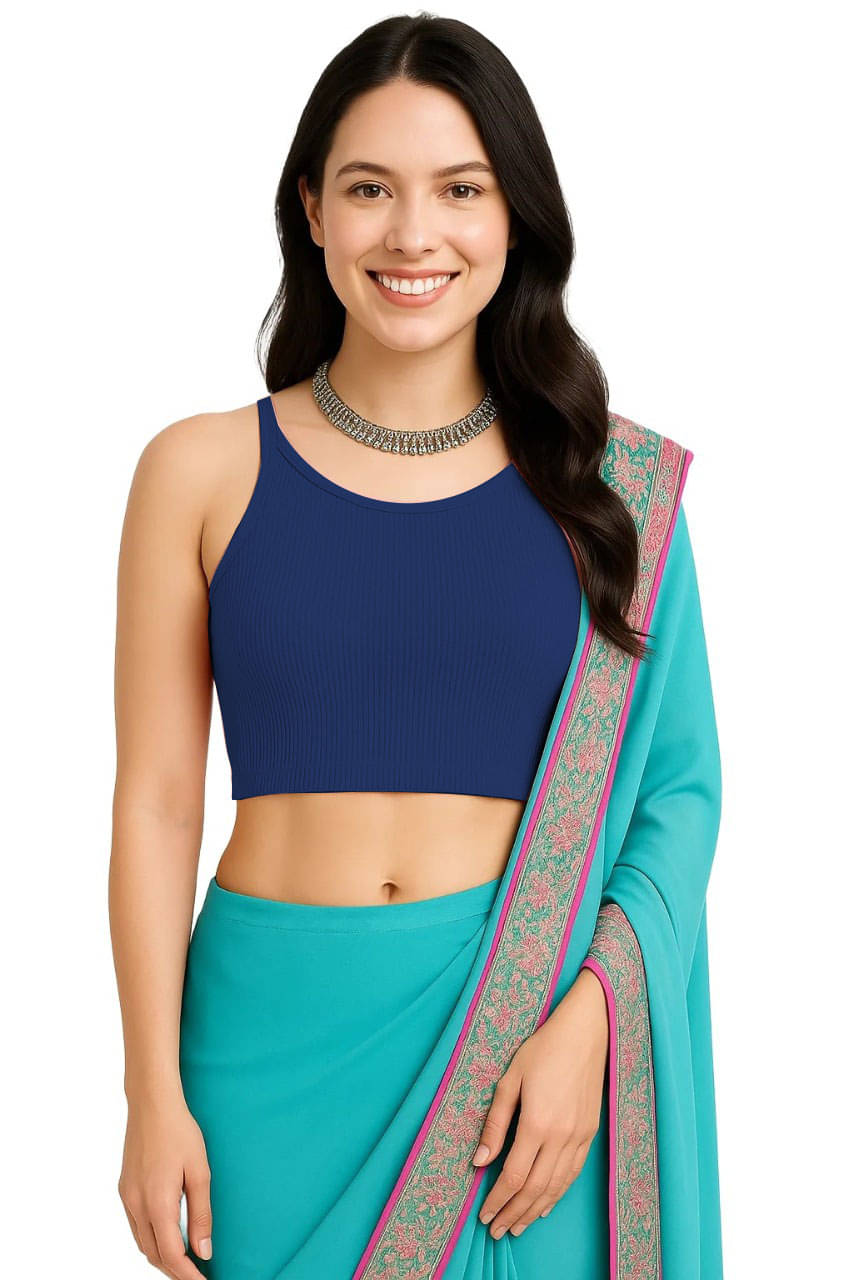     			SOHOT Navy Blue Readymade without Pad Cotton Women's Blouse ( Pack of 1 )