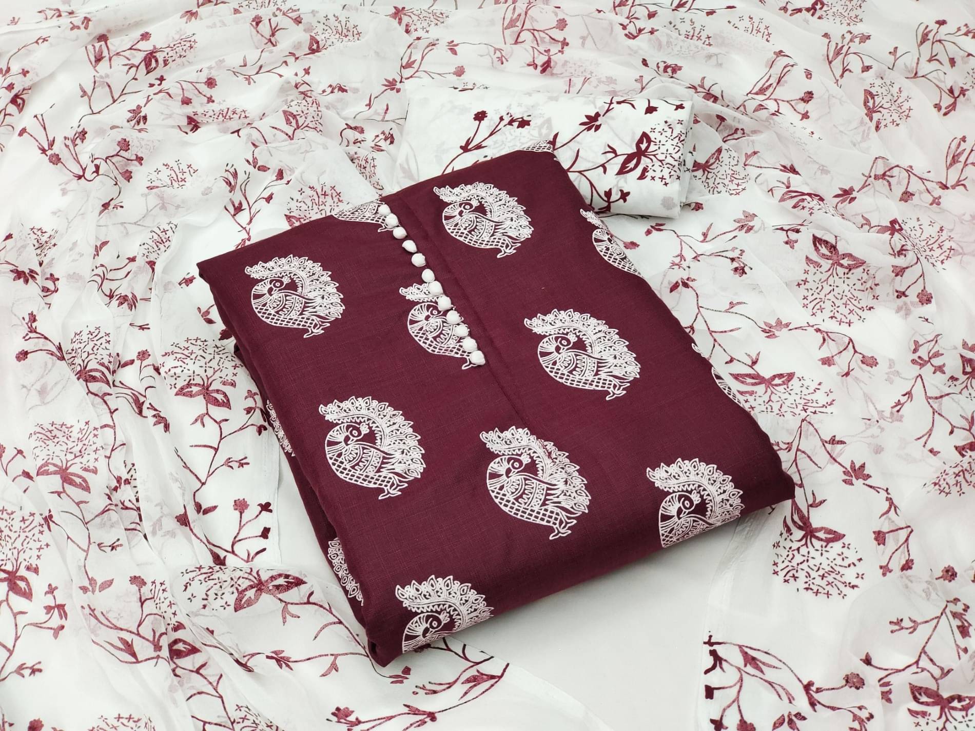     			Shree Mahantam Women Cotton Unstitched Dress Material ( Maroon )