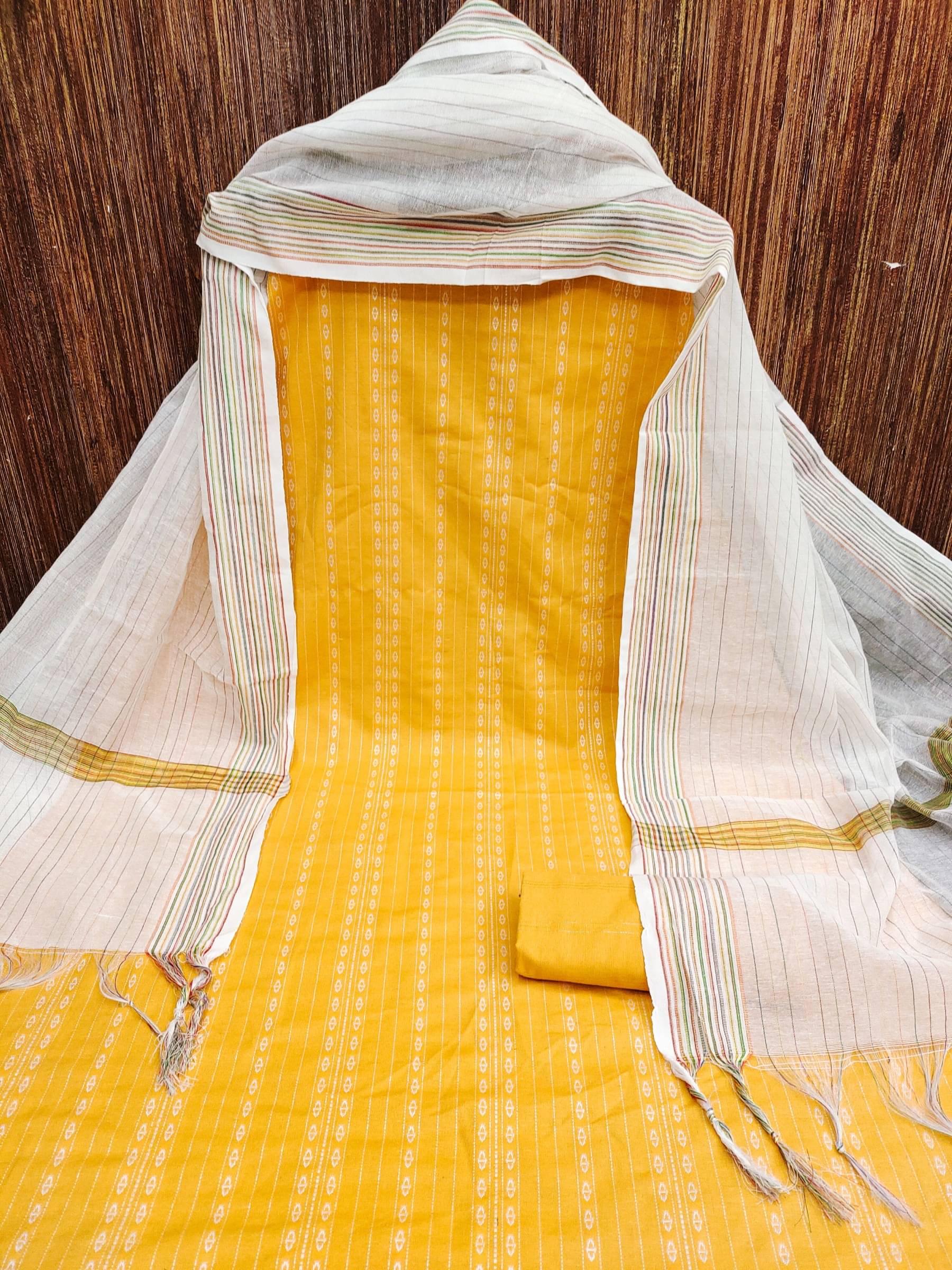 Shree Mahantam Women Cotton Unstitched Dress Material ( Yellow )     			Shree Mahantam Women Cotton Unstitched Dress Material ( Yellow )