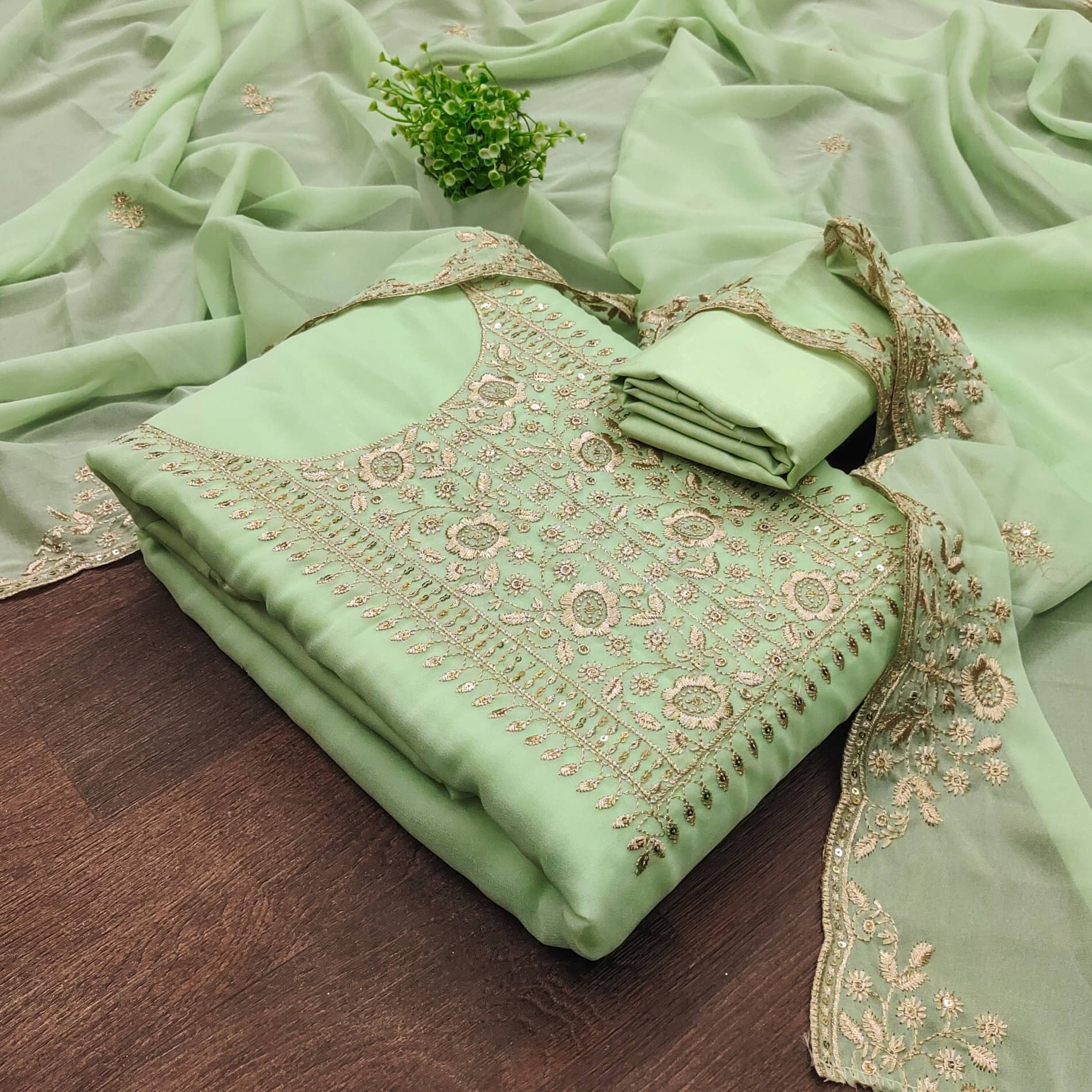 Shree Mahantam Women Cotton Unstitched Dress Material ( Sea Green )     			Shree Mahantam Women Cotton Unstitched Dress Material ( Sea Green )