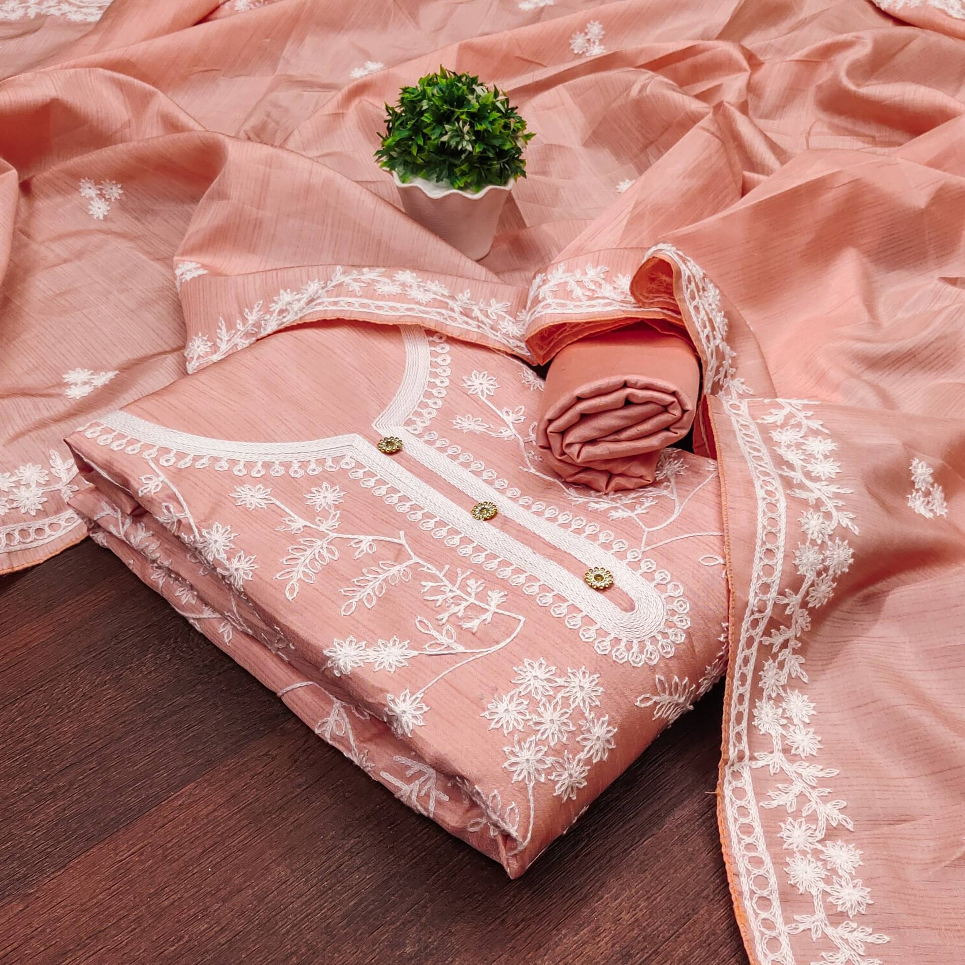     			Shree Mahantam Women Silk Unstitched Dress Material ( Peach )