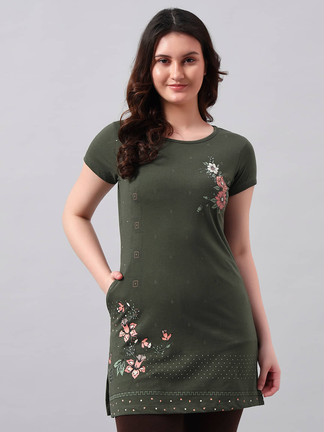 Sweet Touch Women's Cotton Blend Regular Top ( Olive ) Sweet Touch Women's Cotton Blend Regular Top ( Olive )